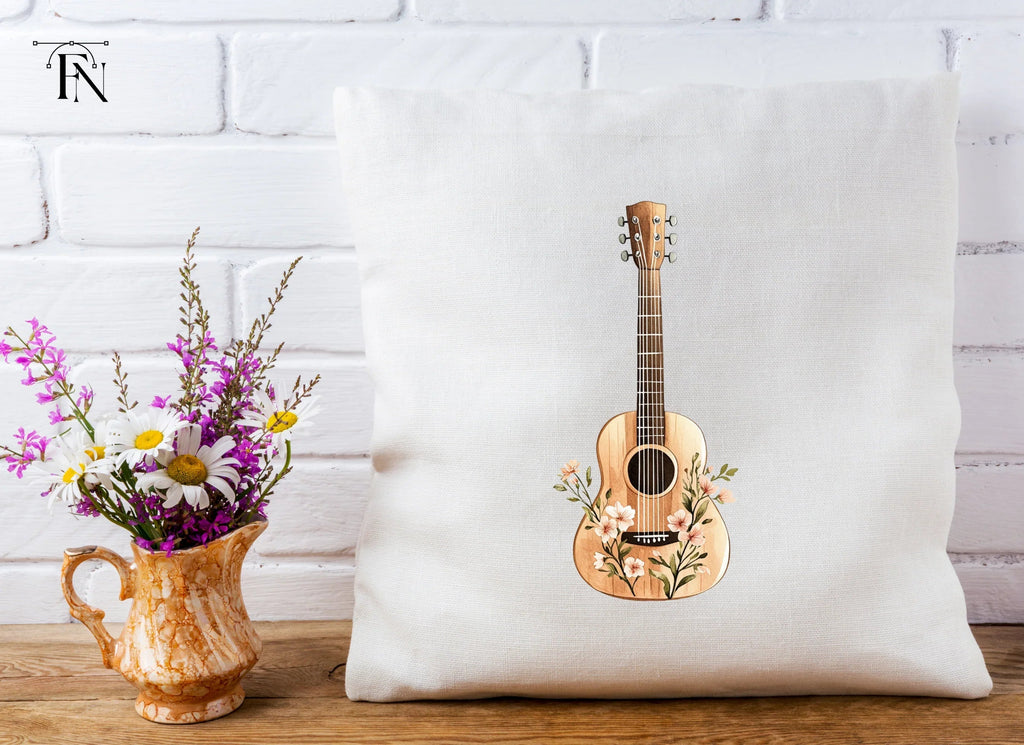 Elegant Floral Guitar Clipart Bundle