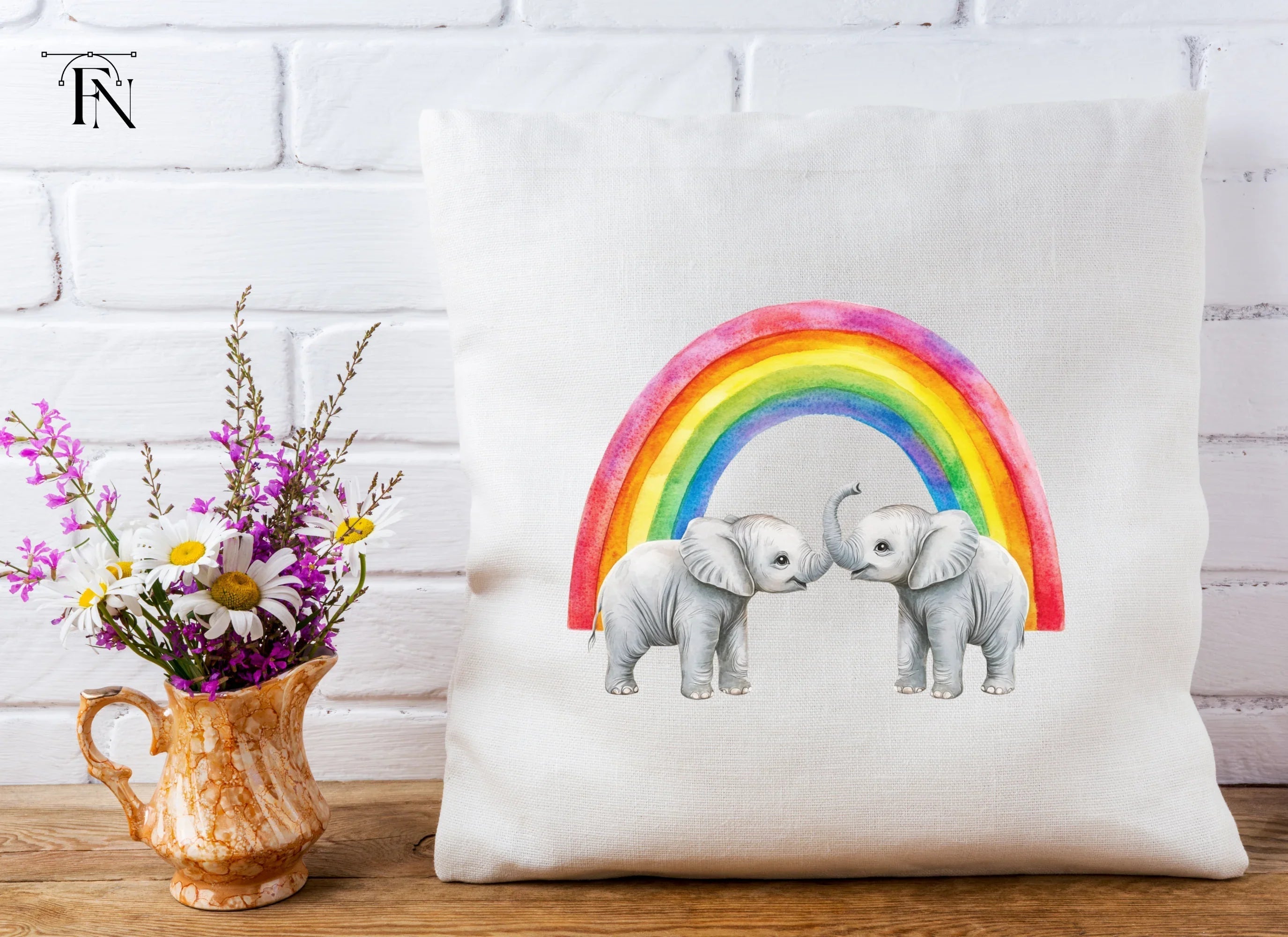Rainbow Baby Elephant Clipart Bundle