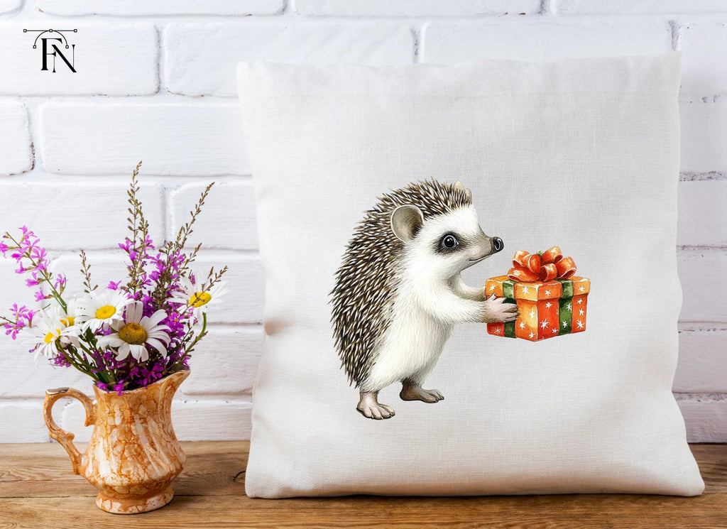 Hedgehog with Orange Gift Box Clipart Bundle