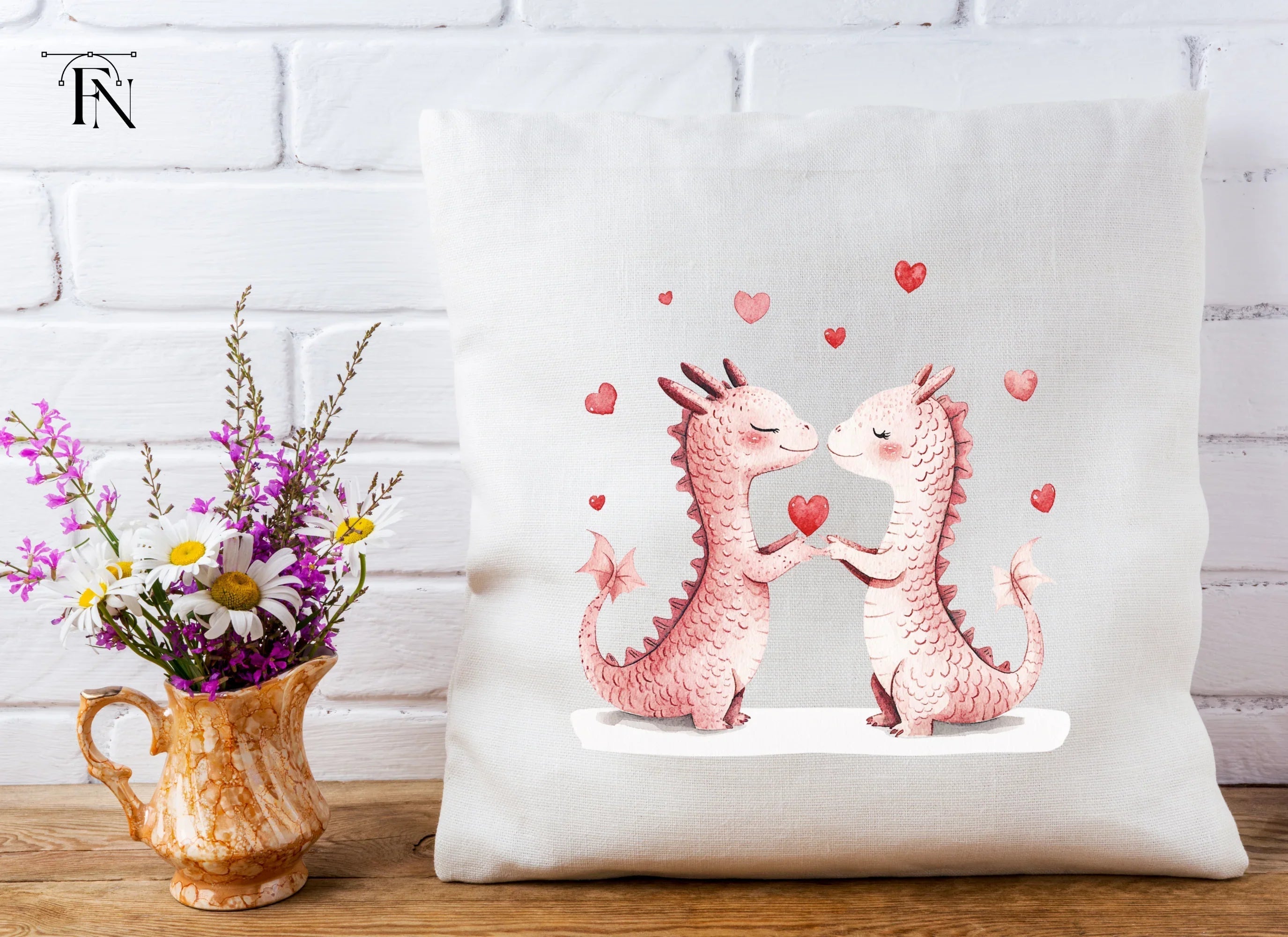 Cute Dragon Couple Love Clipart Bundle