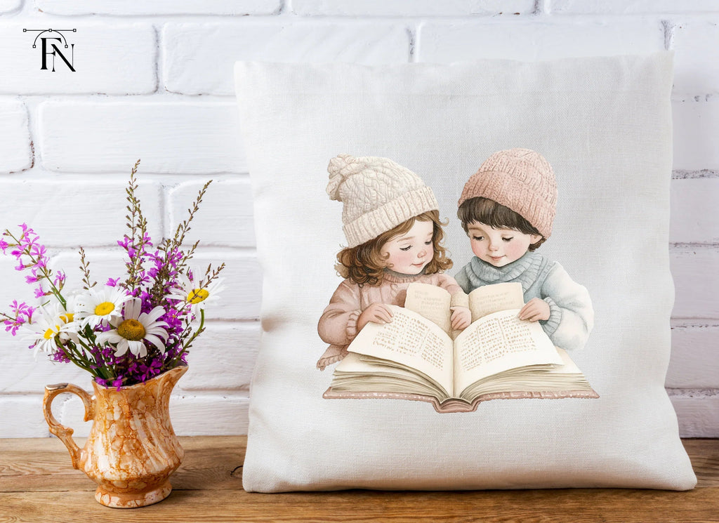 Sweet Children Reading Books Clipart Bundle