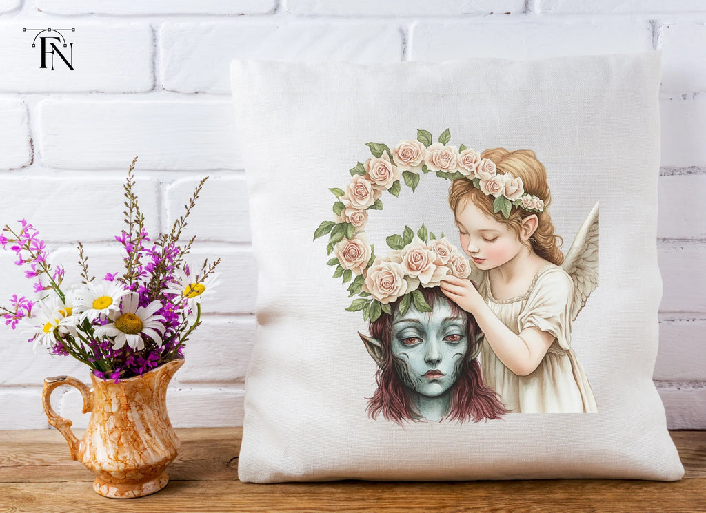 Angel and Elf with Flower Crown Clipart Bundle