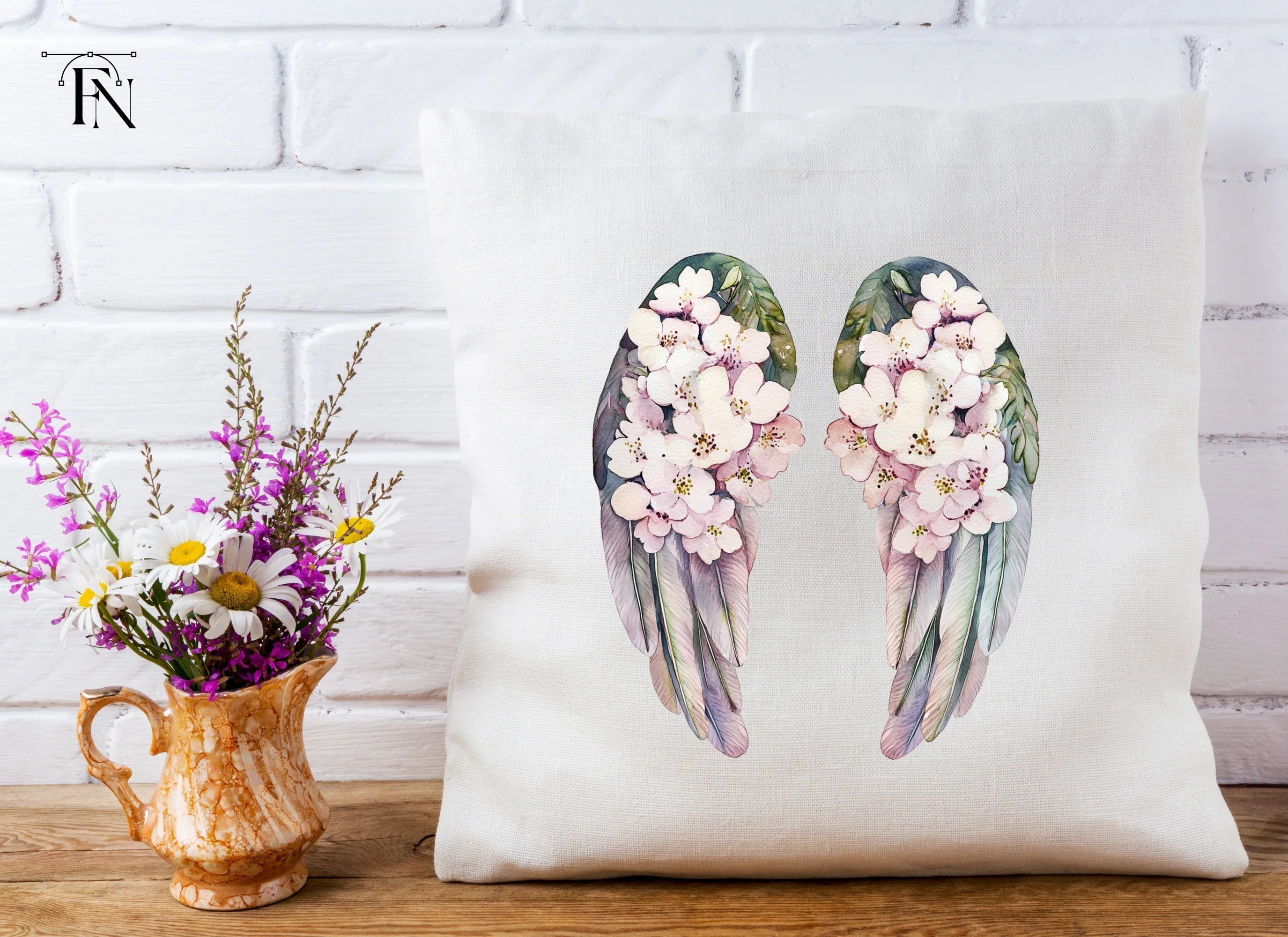 Floral Angel Wings Clipart Bundle
