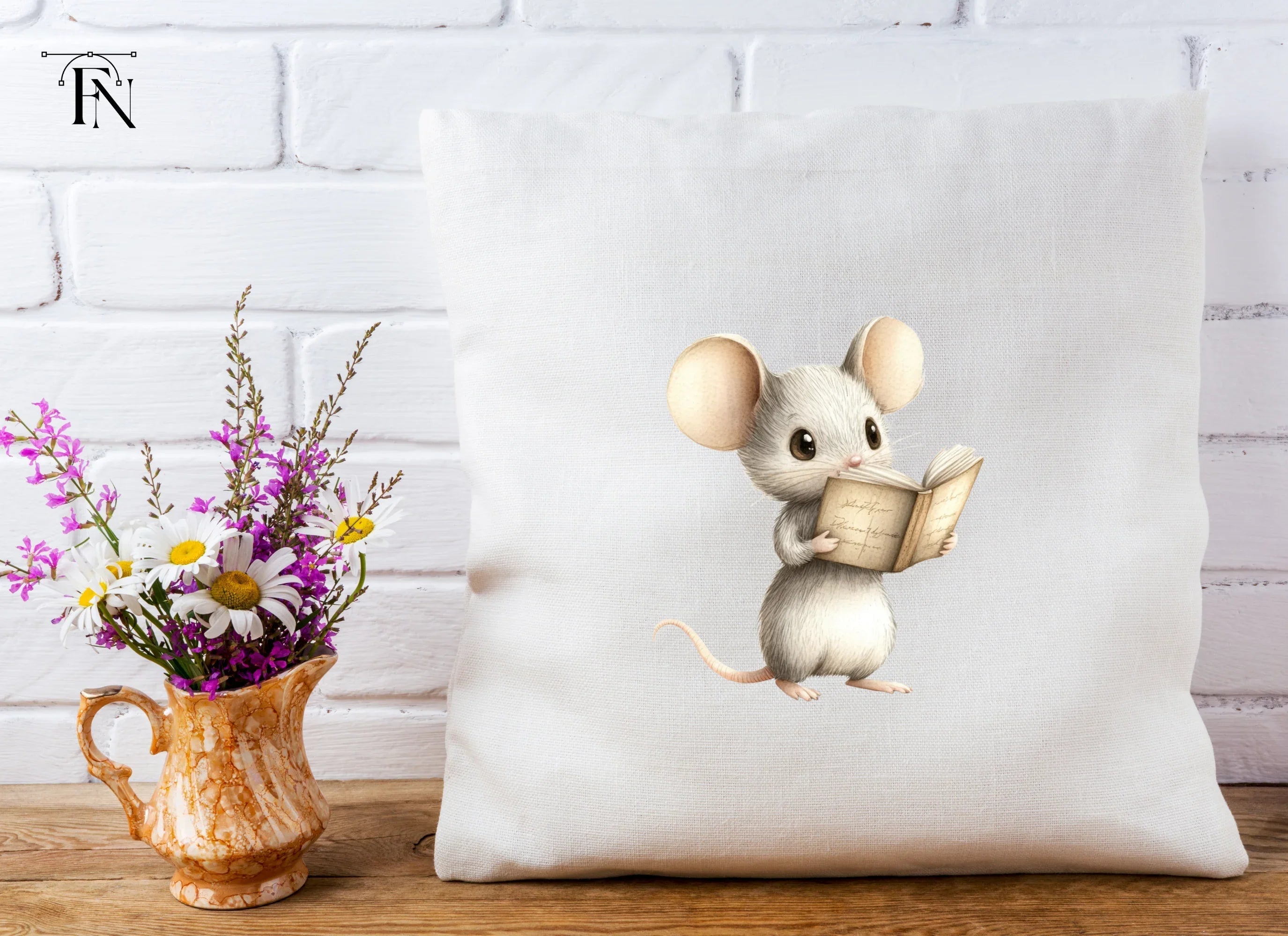 Cute Mice Reading Books Clipart Bundle
