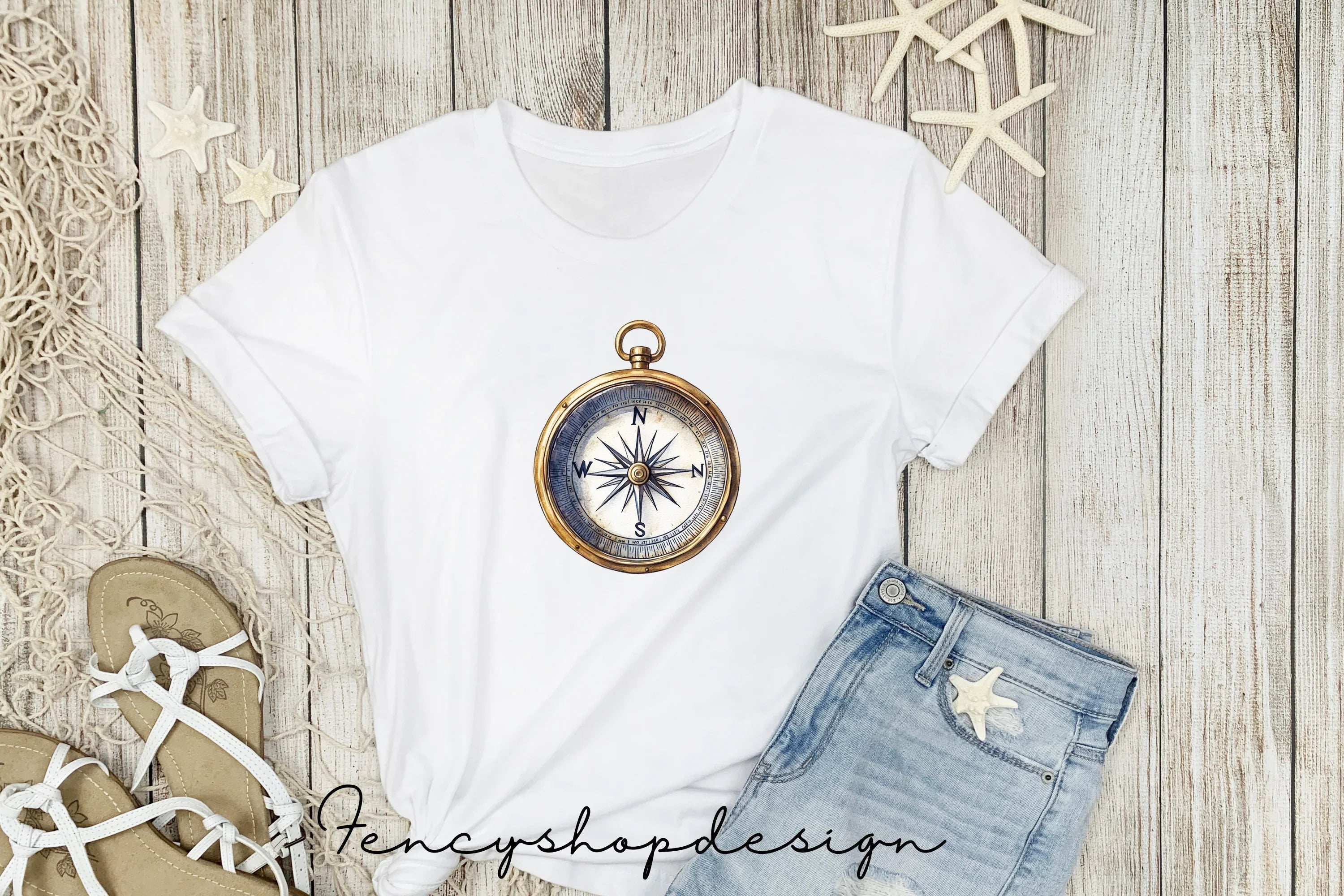 Antique Compass Nautical Clipart Bundle