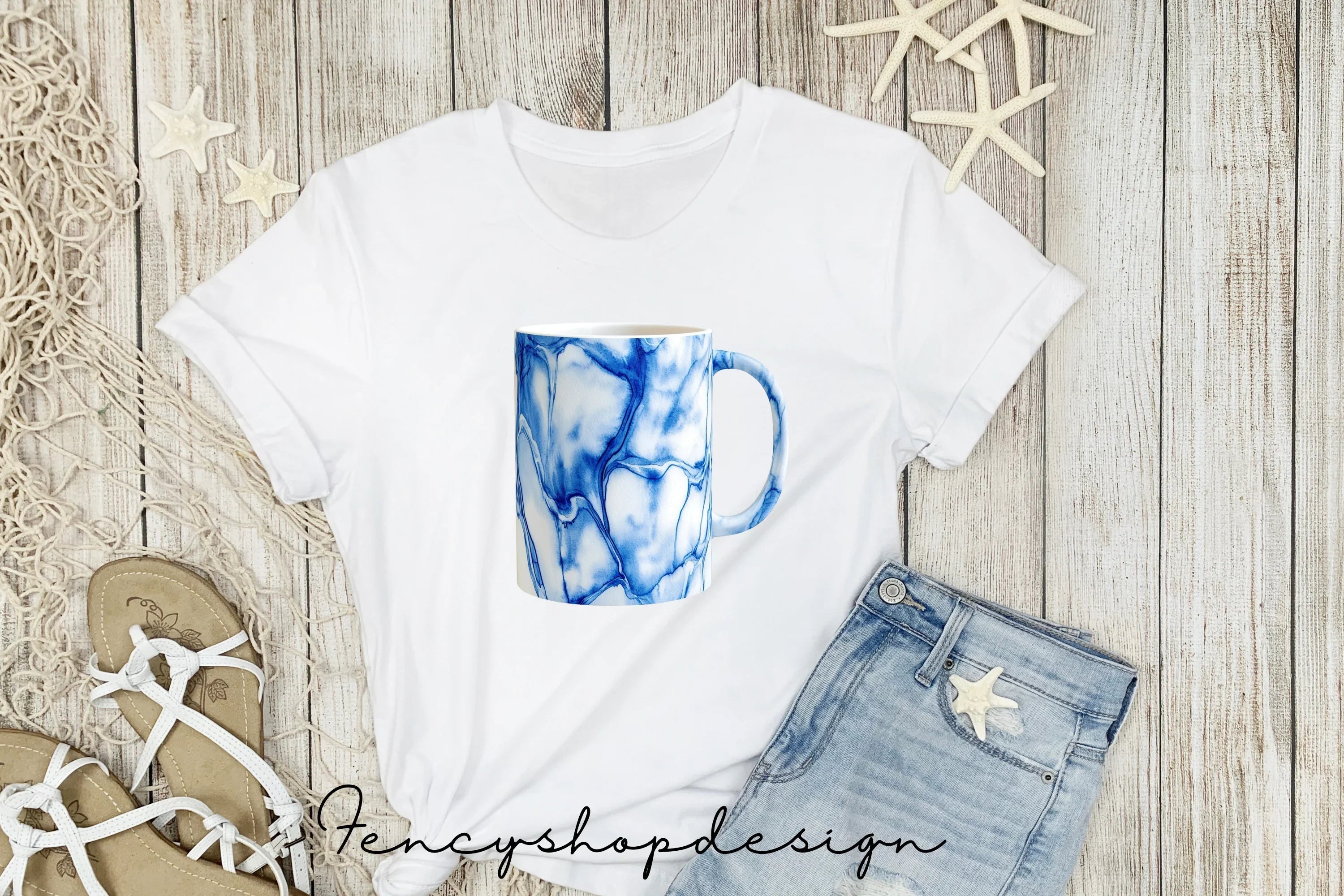 Blue Marble Mugs Clipart Bundle