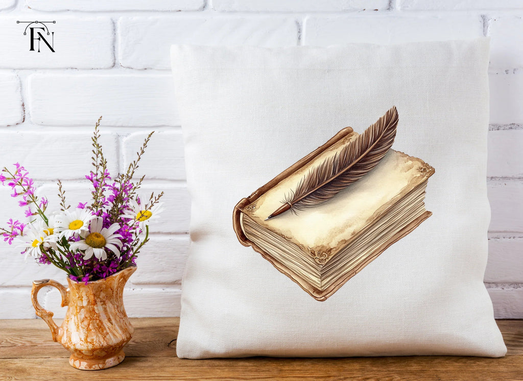 Vintage Books and Quill Pens Clipart Bundle