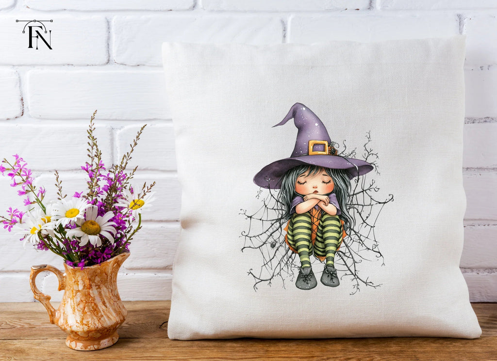 Sleeping Witches in Spiderwebs Clipart Bundle