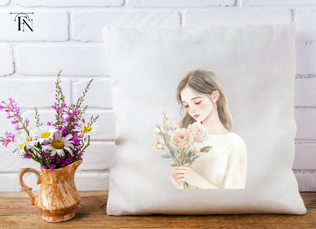 Girls Holding Flowers Clipart Bundle