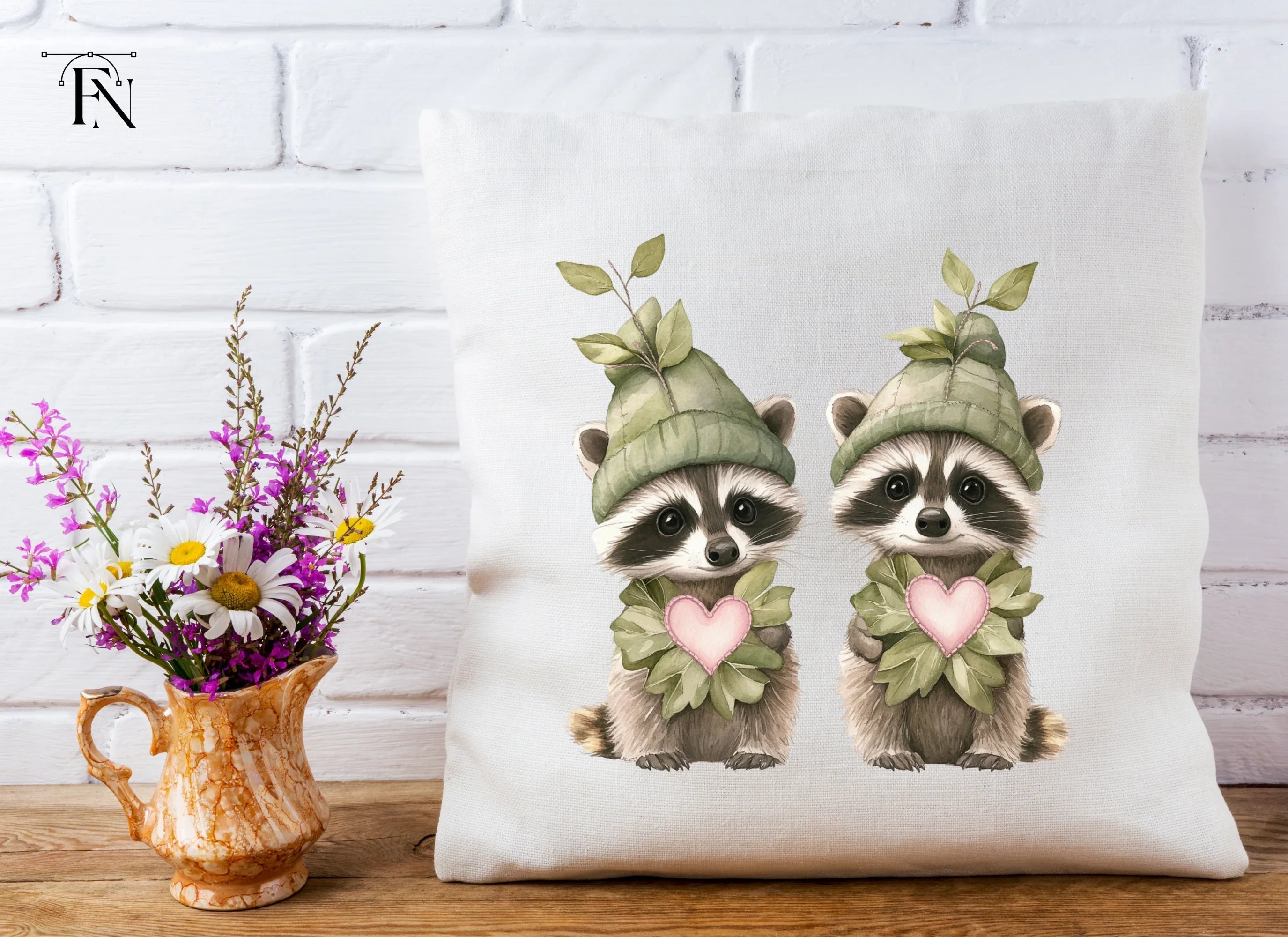 Cute Raccoon Leaf Hats Clipart Bundle