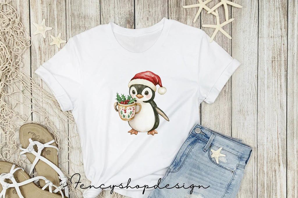 Penguin Christmas Market Clipart Bundle
