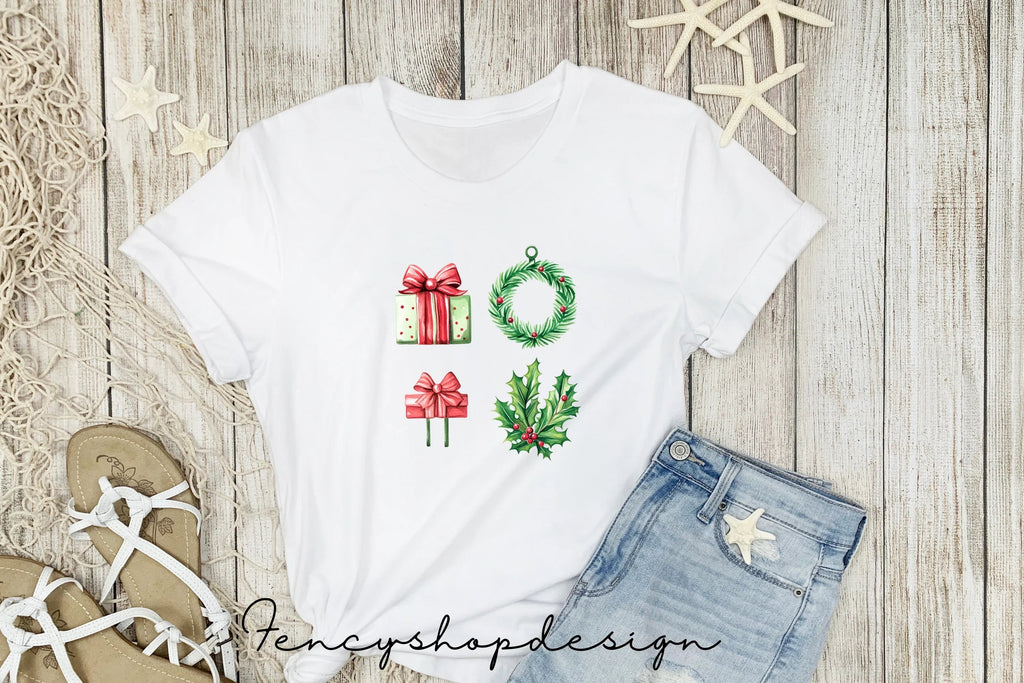Christmas Holly Books and Gifts Clipart Bundle