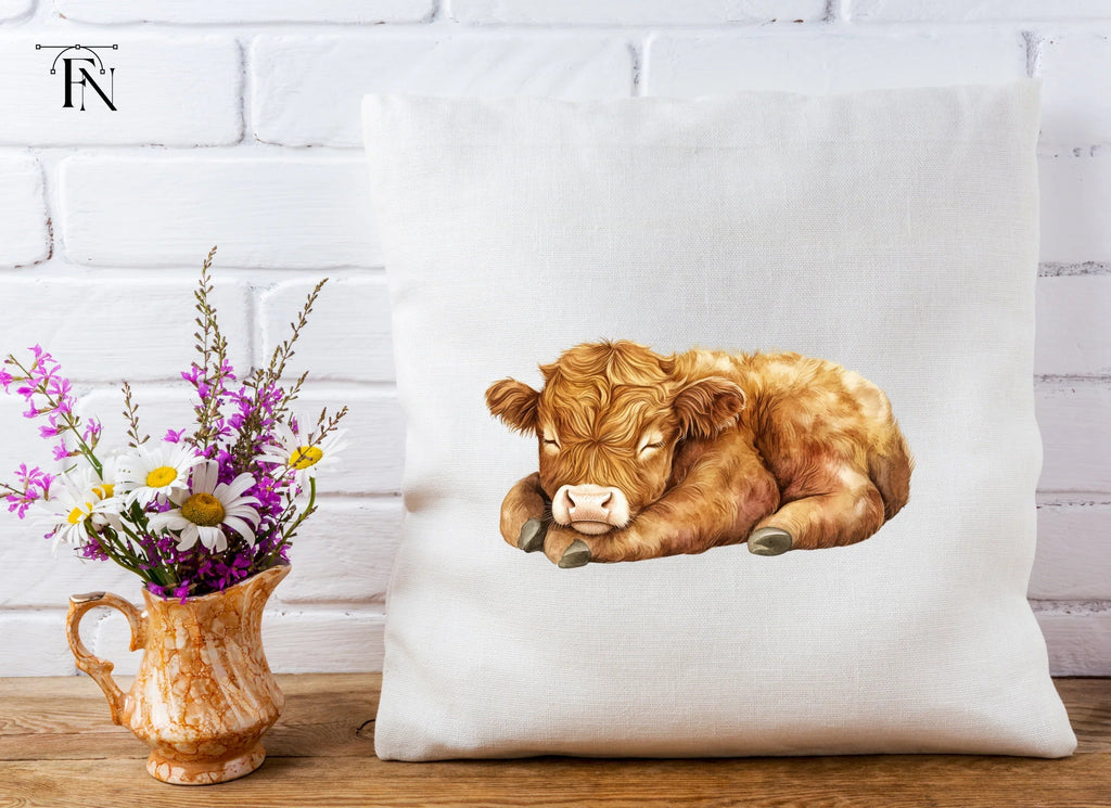 Sleeping Highland Calf Clipart Bundle