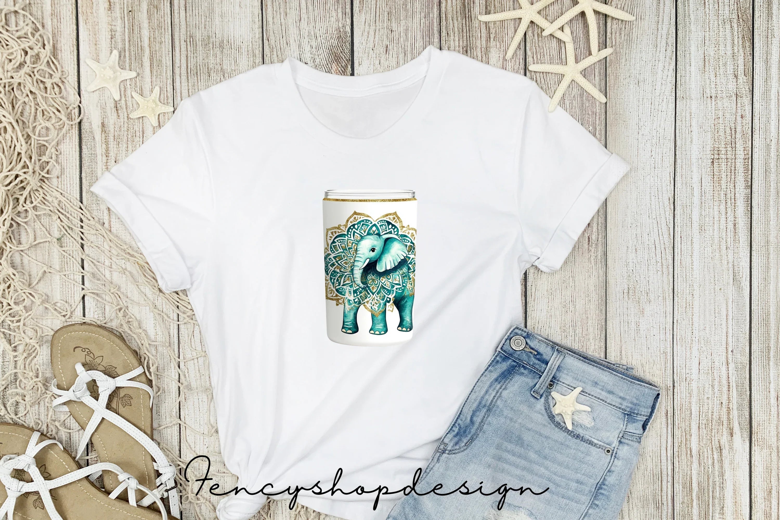 Boho Mandala Elephant Tumbler Clipart Bundle