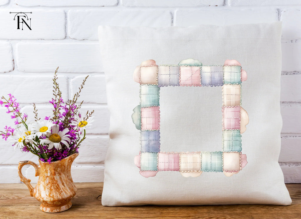 Quilted Pastel Frames Clipart Bundle