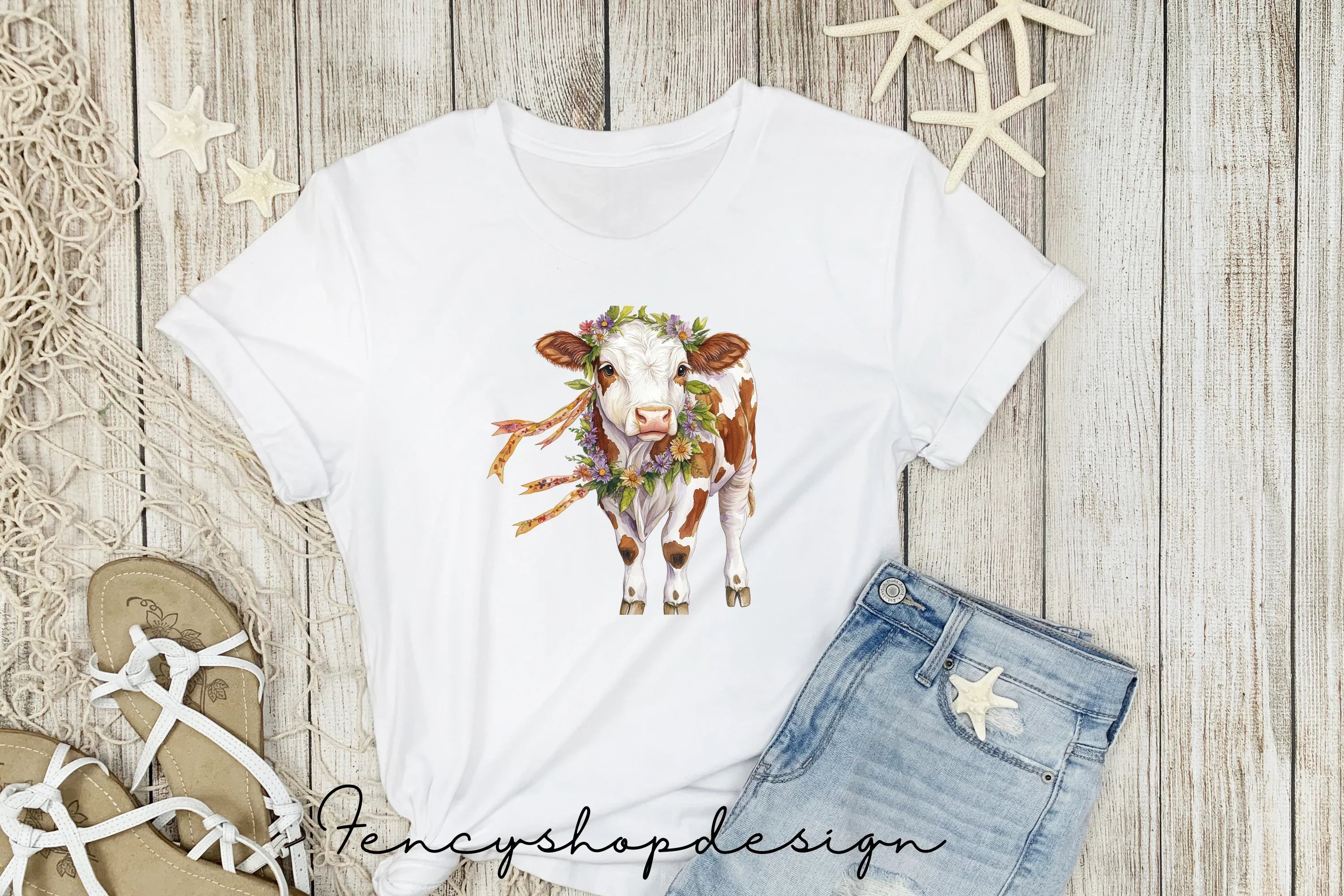 Adorable Floral Cow Clipart Bundle