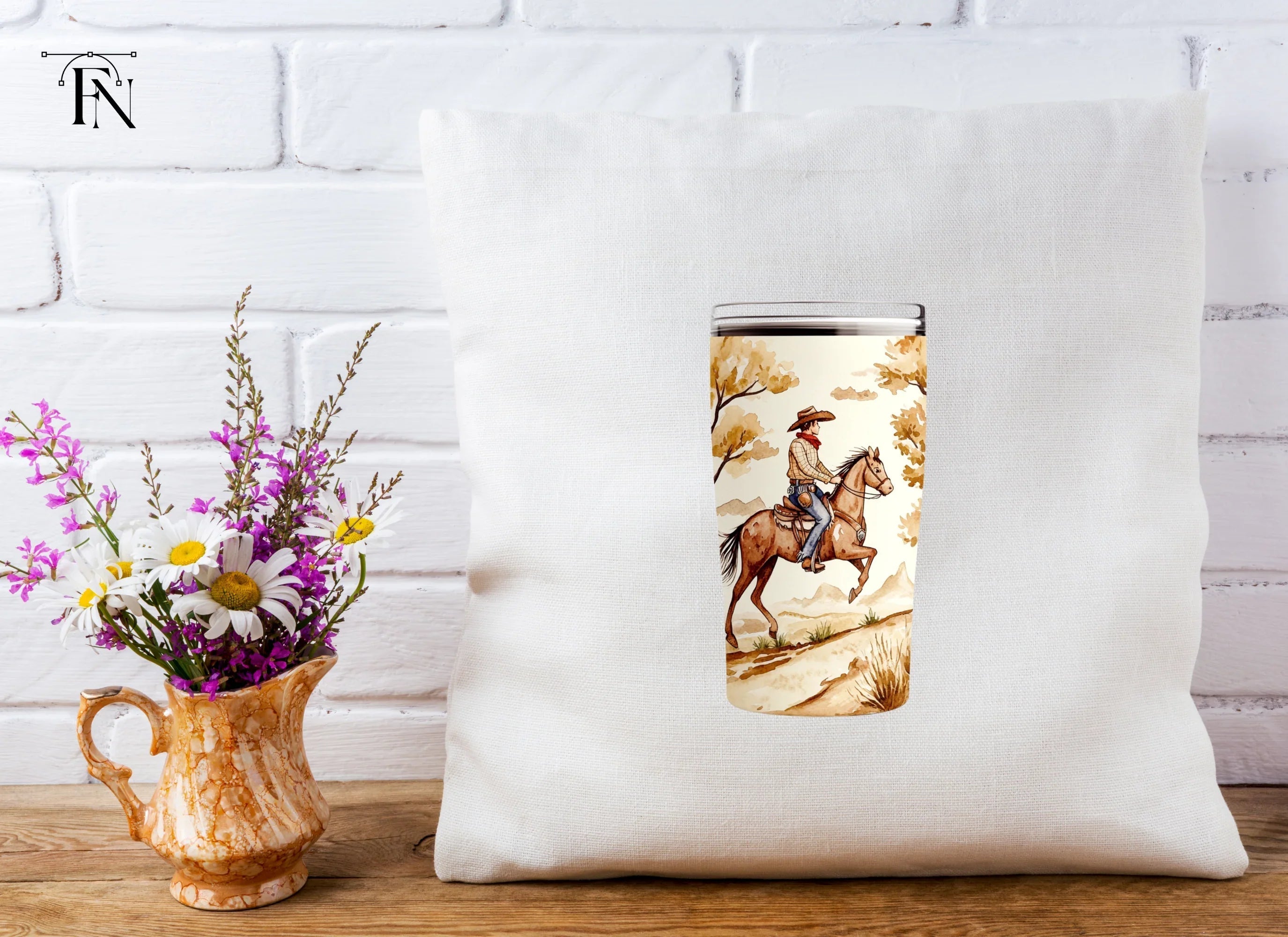 Cowboy Riding Horse Tumbler Clipart Bundle