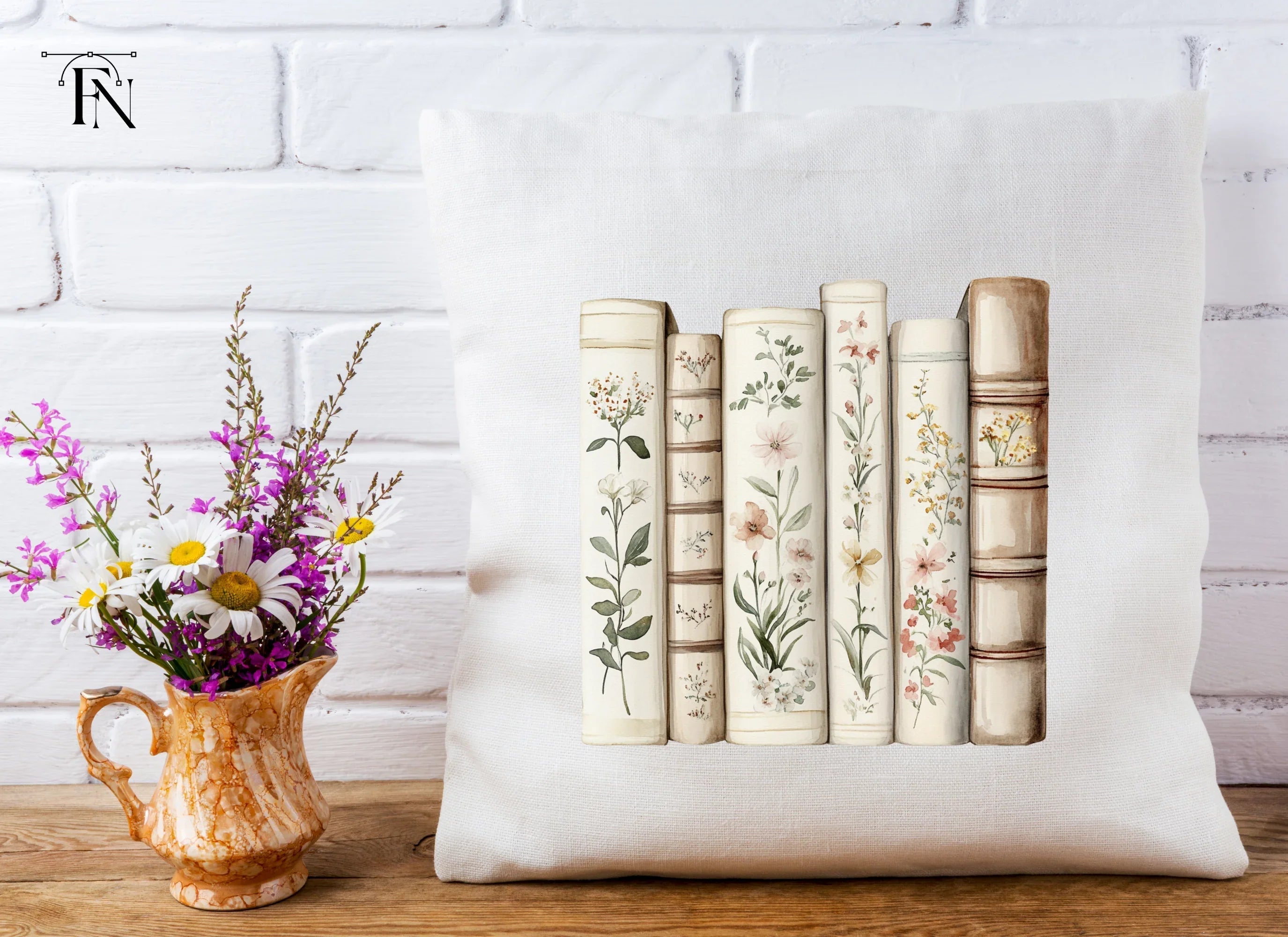 Decorative Floral Book Spines Clipart Bundle