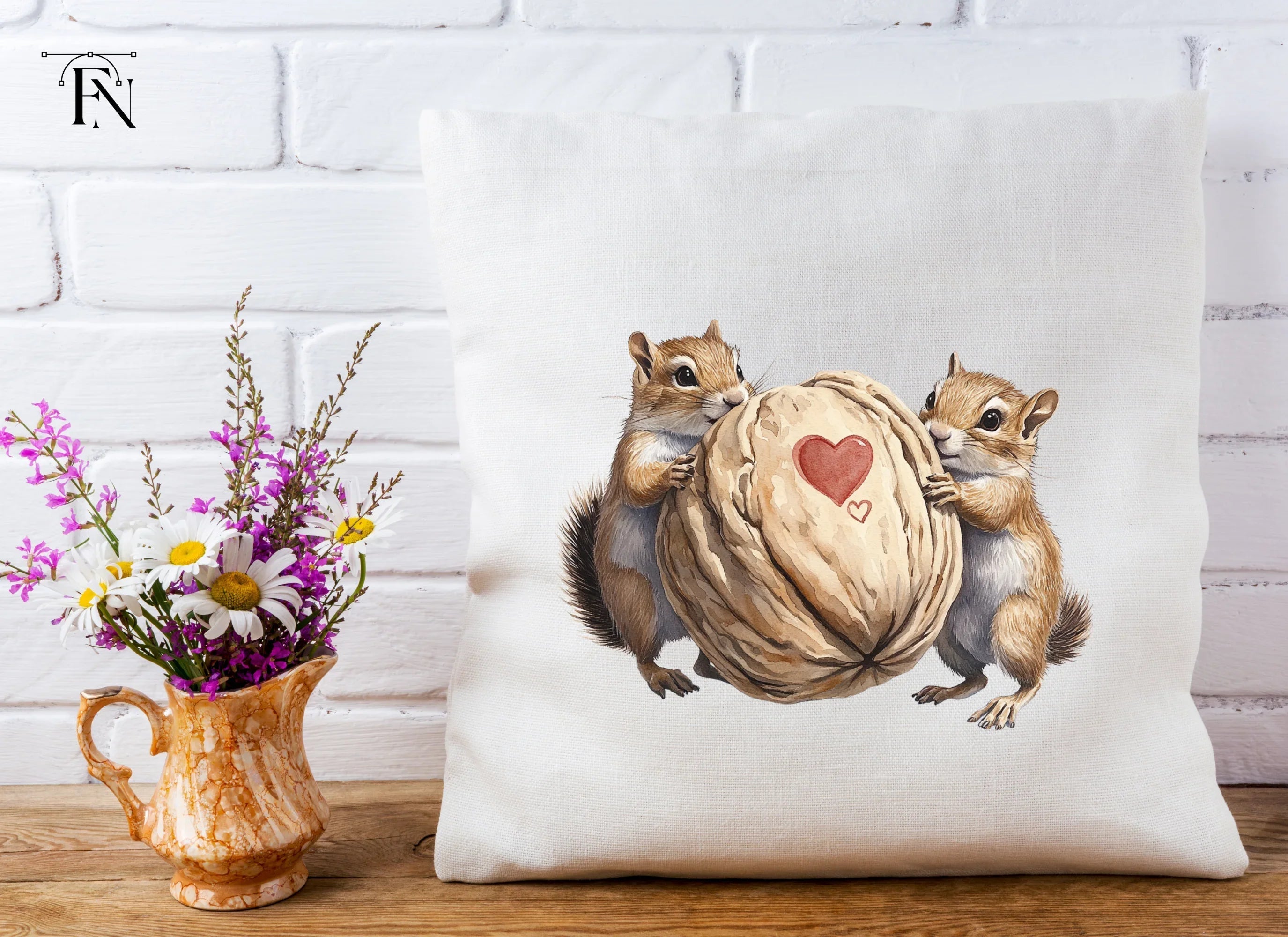 Chipmunk Couple Heart Nut Clipart Bundle