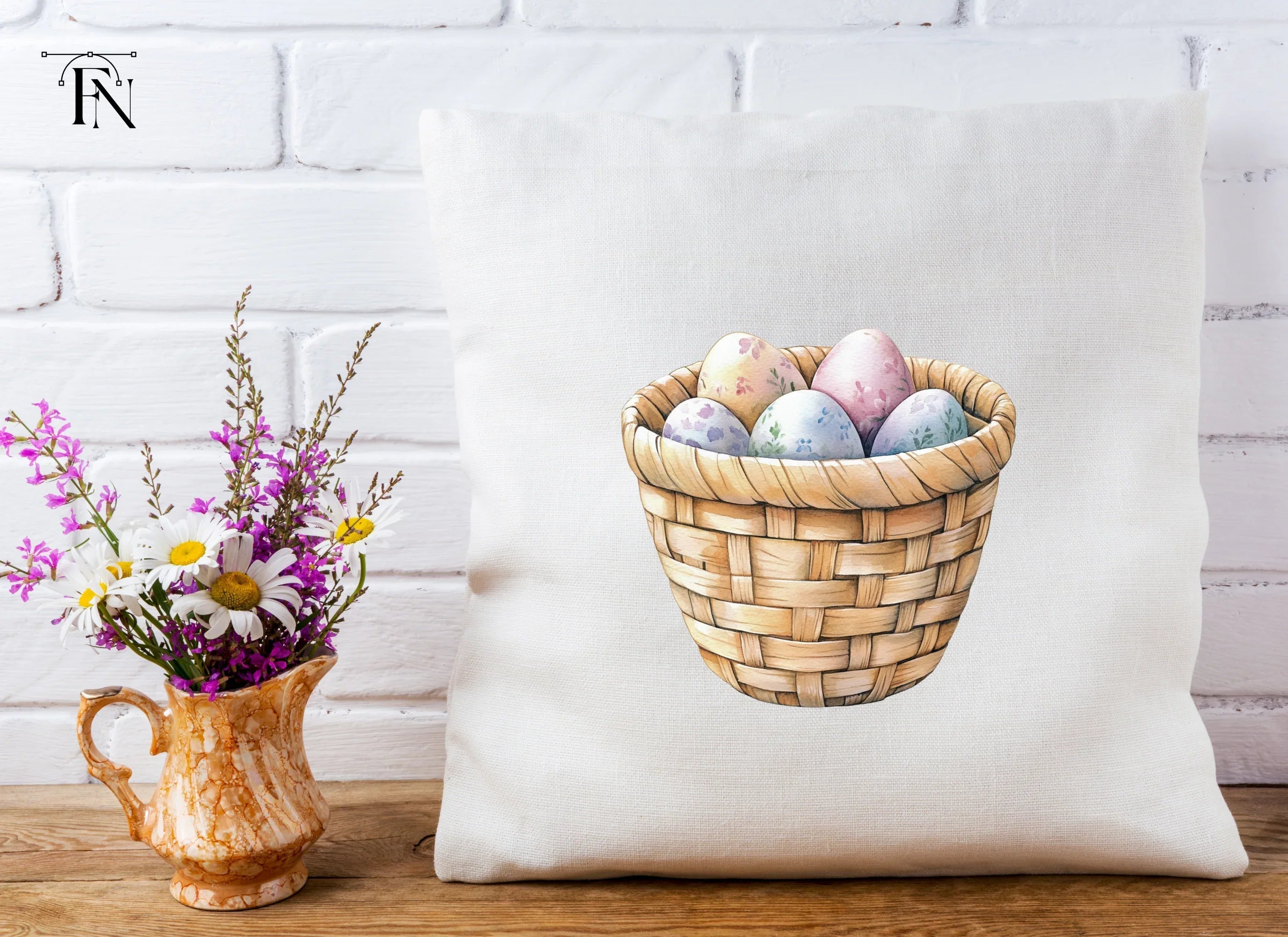 Easter Eggs in Basket Clipart Bundle