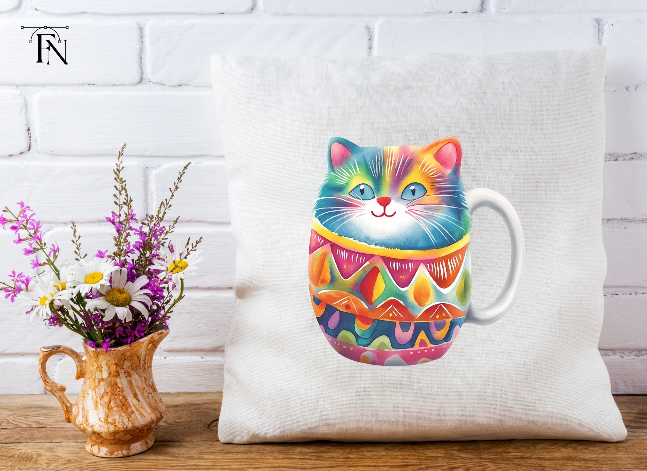 Whimsical Rainbow Cat Clipart Bundle