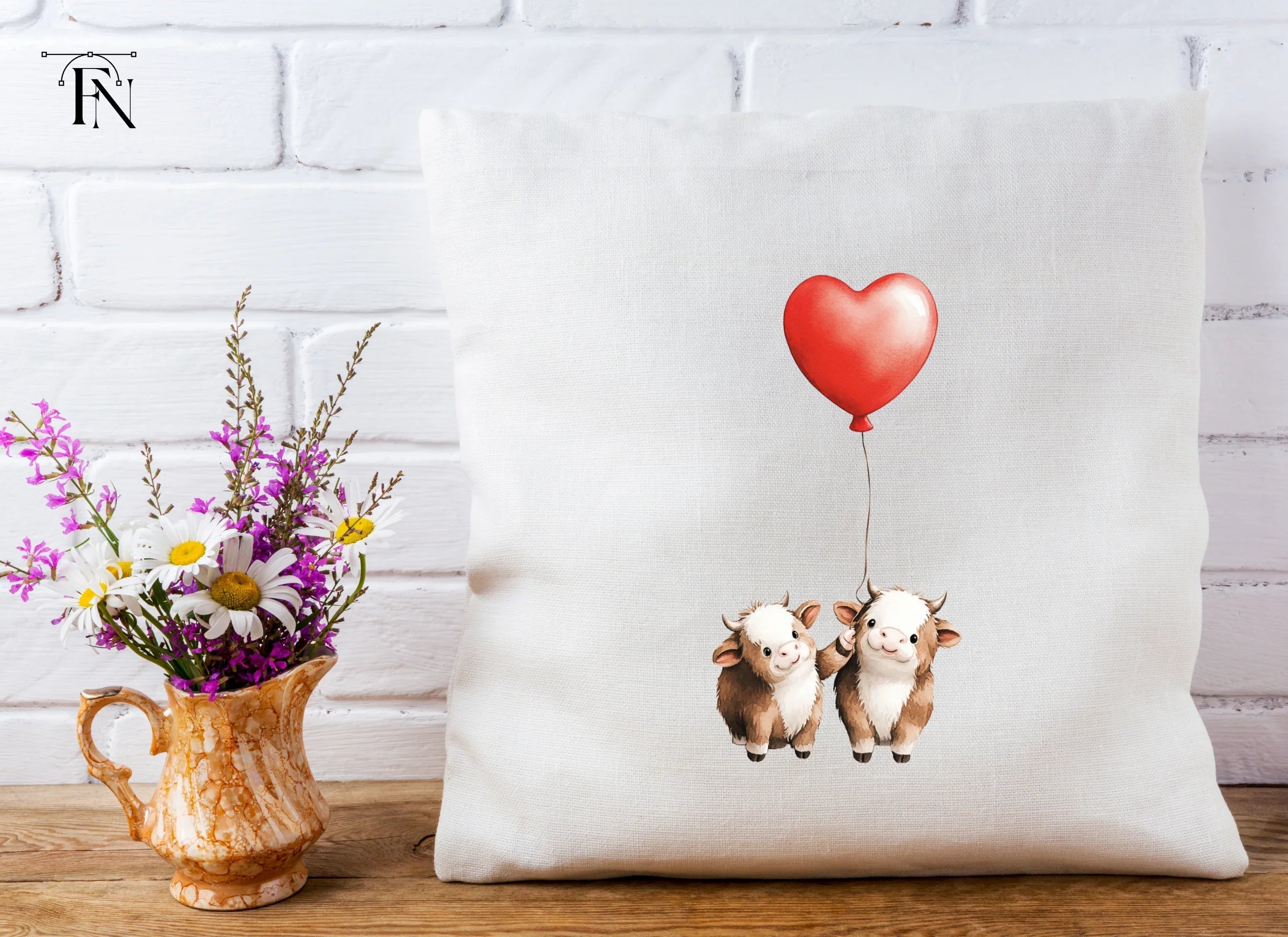 Sweet Calves with Heart Balloon Clipart Bundle