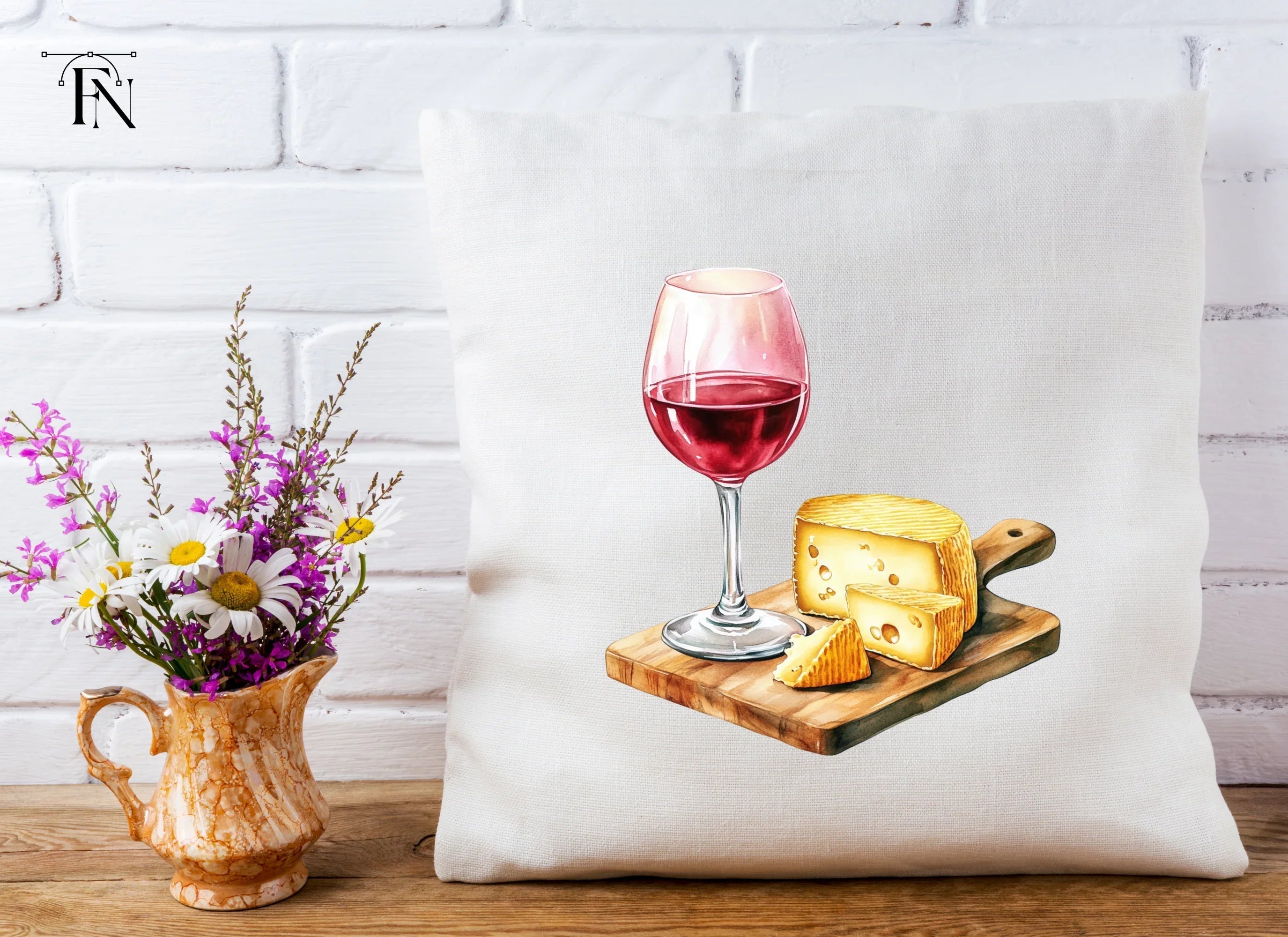 Red Wine and Cheese Board Clipart Bundle