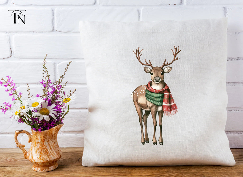 Festive Reindeer with Green Scarf Clipart Bundle