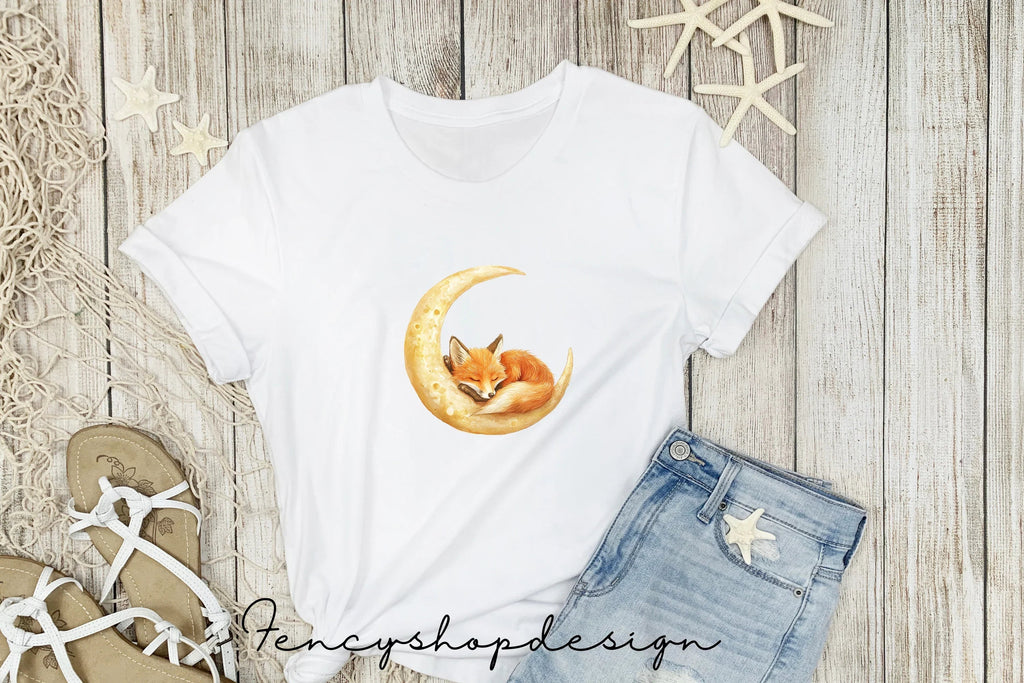 Cute Fox Moon Nursery Clipart Bundle