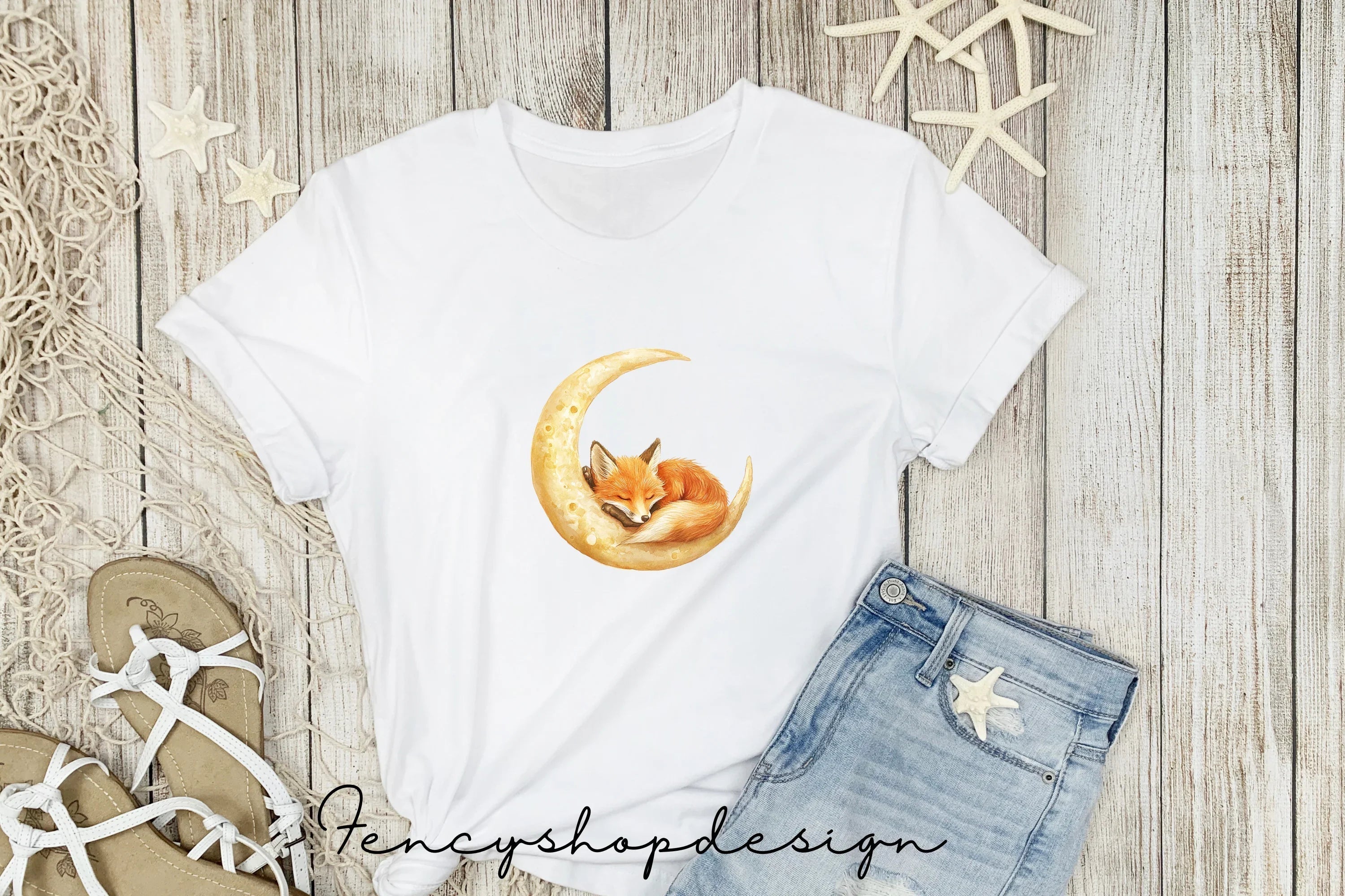Cute Fox Moon Nursery Clipart Bundle