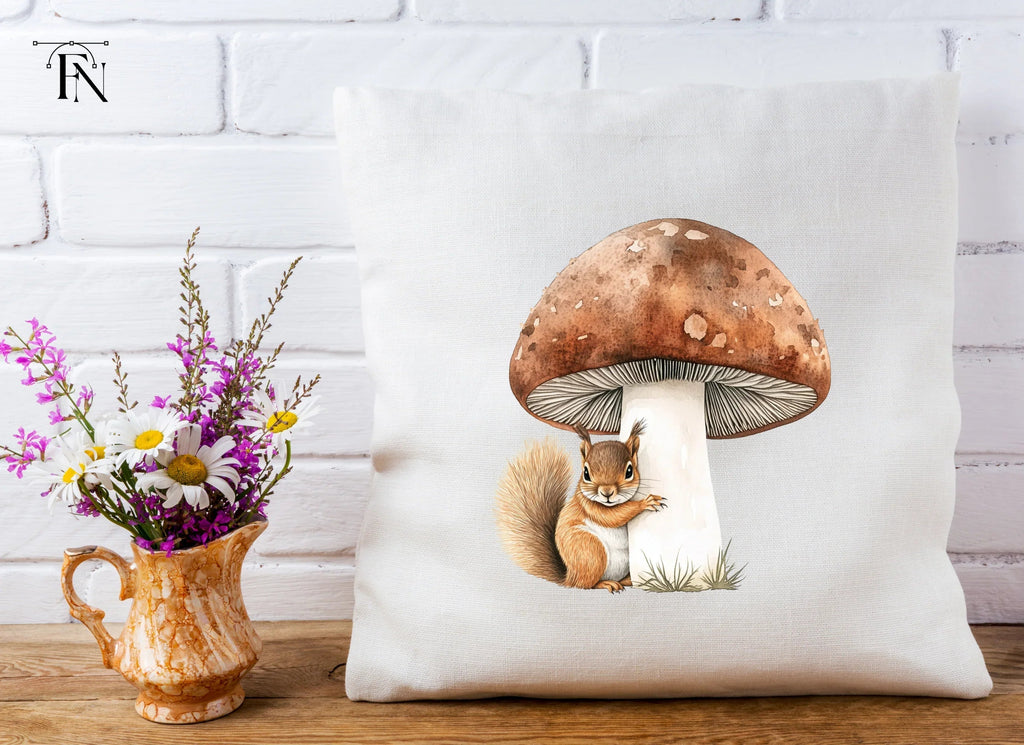 Cute Squirrels and Mushrooms Clipart Bundle