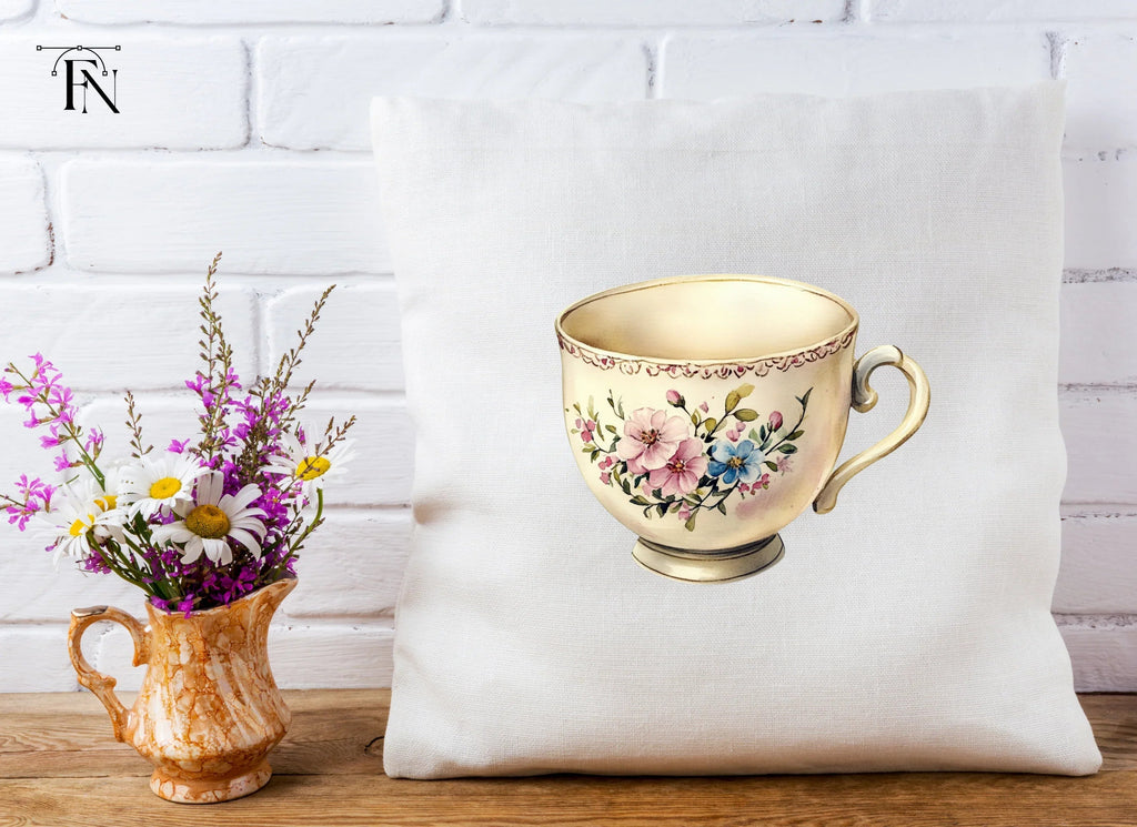 Vintage Floral Teacups Clipart Bundle
