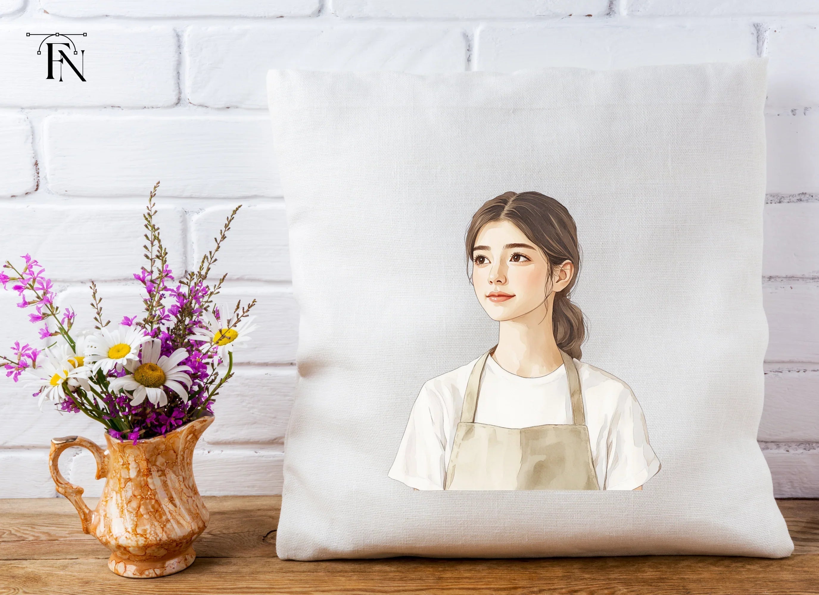 Young Woman in Apron Clipart Bundle