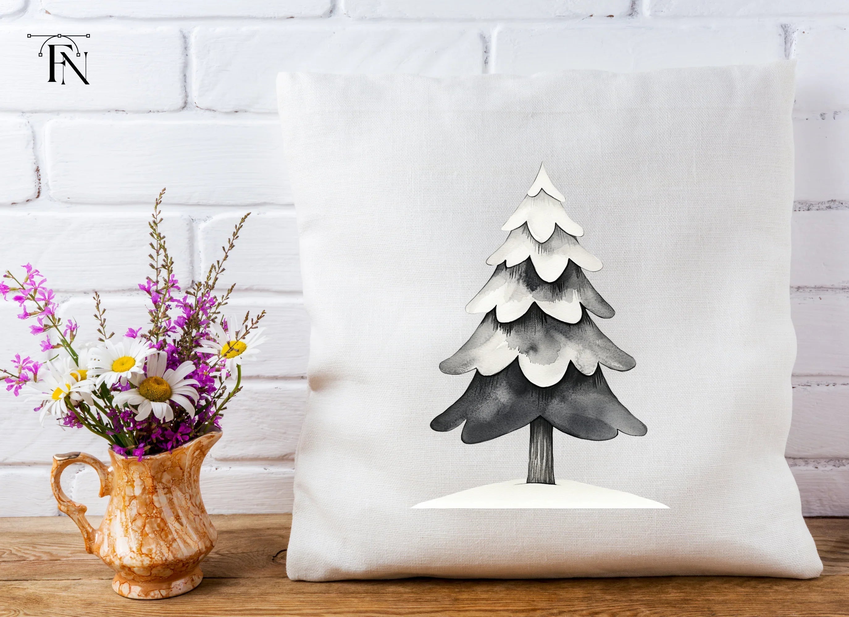 Snowy Pine Tree Winter Clipart Bundle