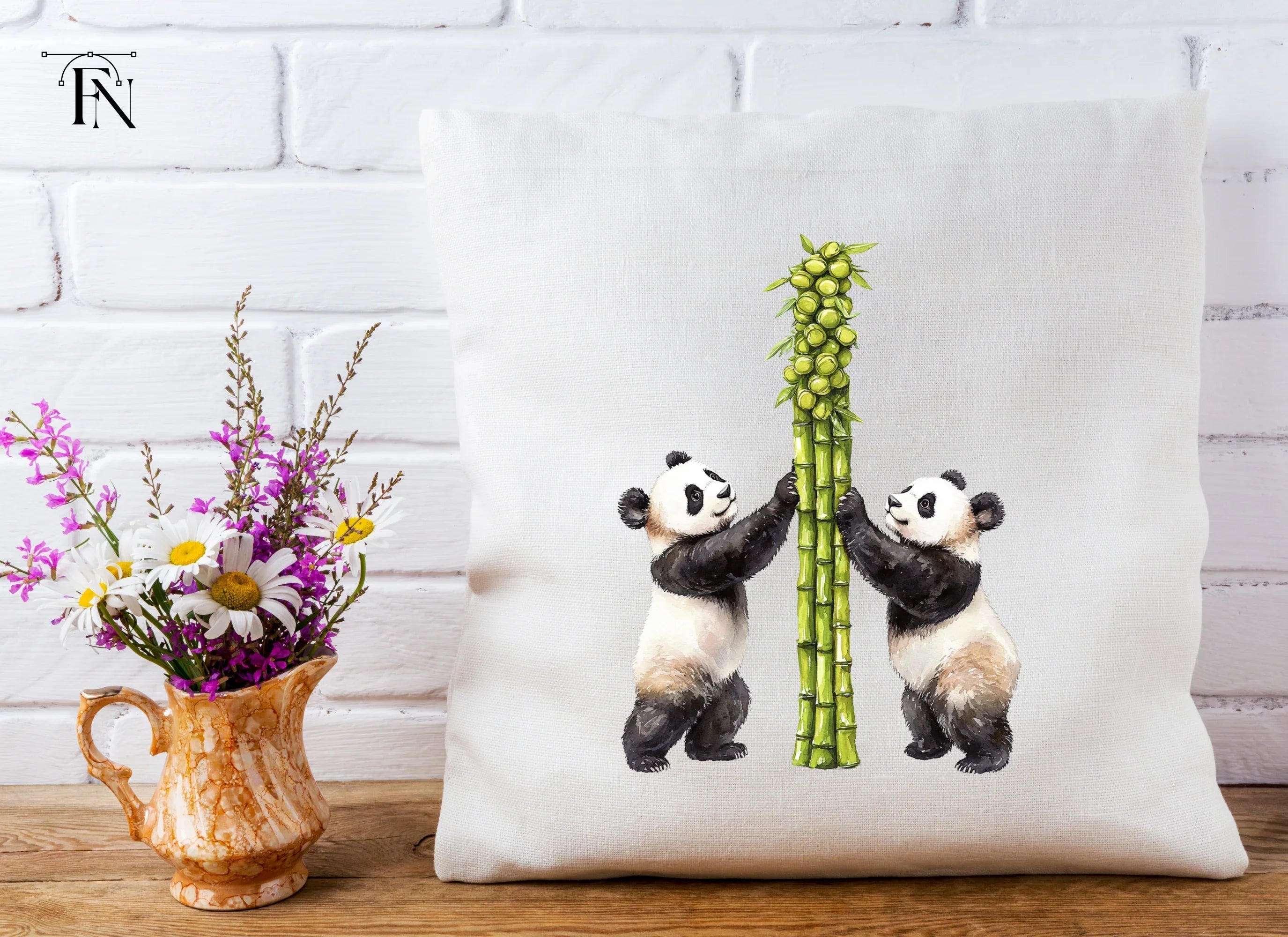 Playful Pandas with Bamboo Clipart Bundle