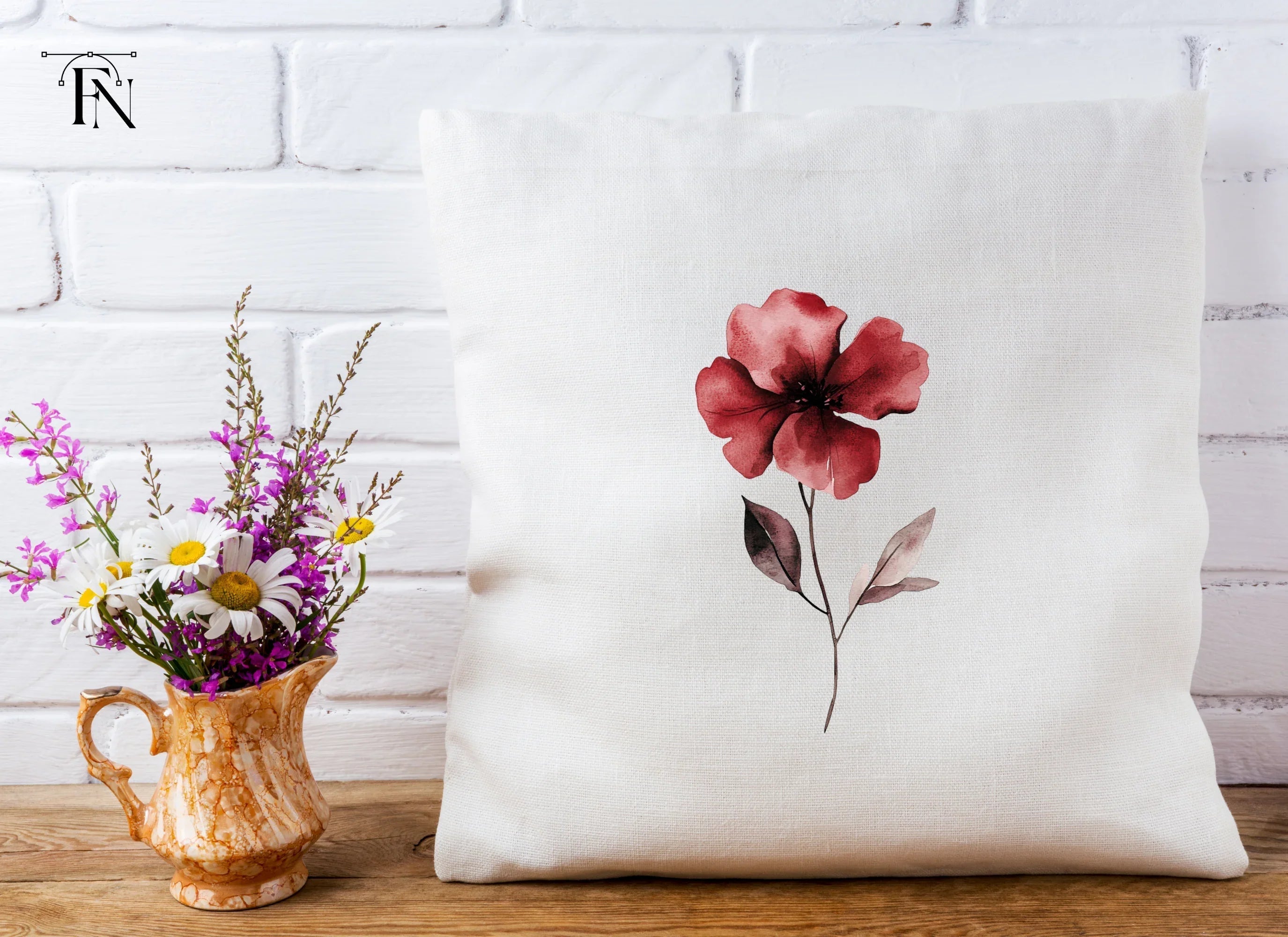Deep Red Botanical Clipart Bundle