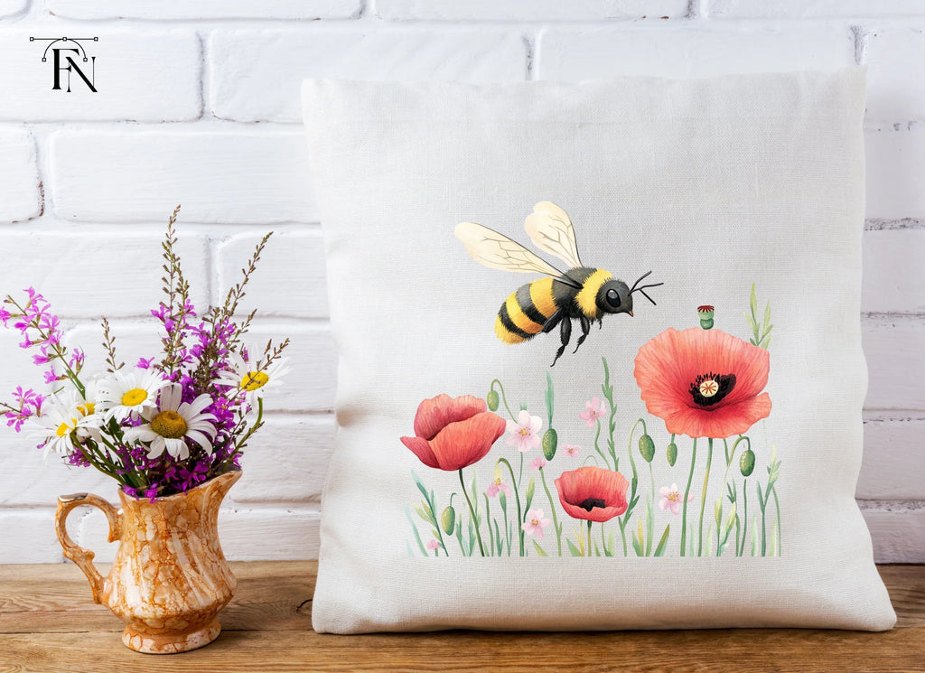 Bumblebee and Poppy Field Clipart Bundle