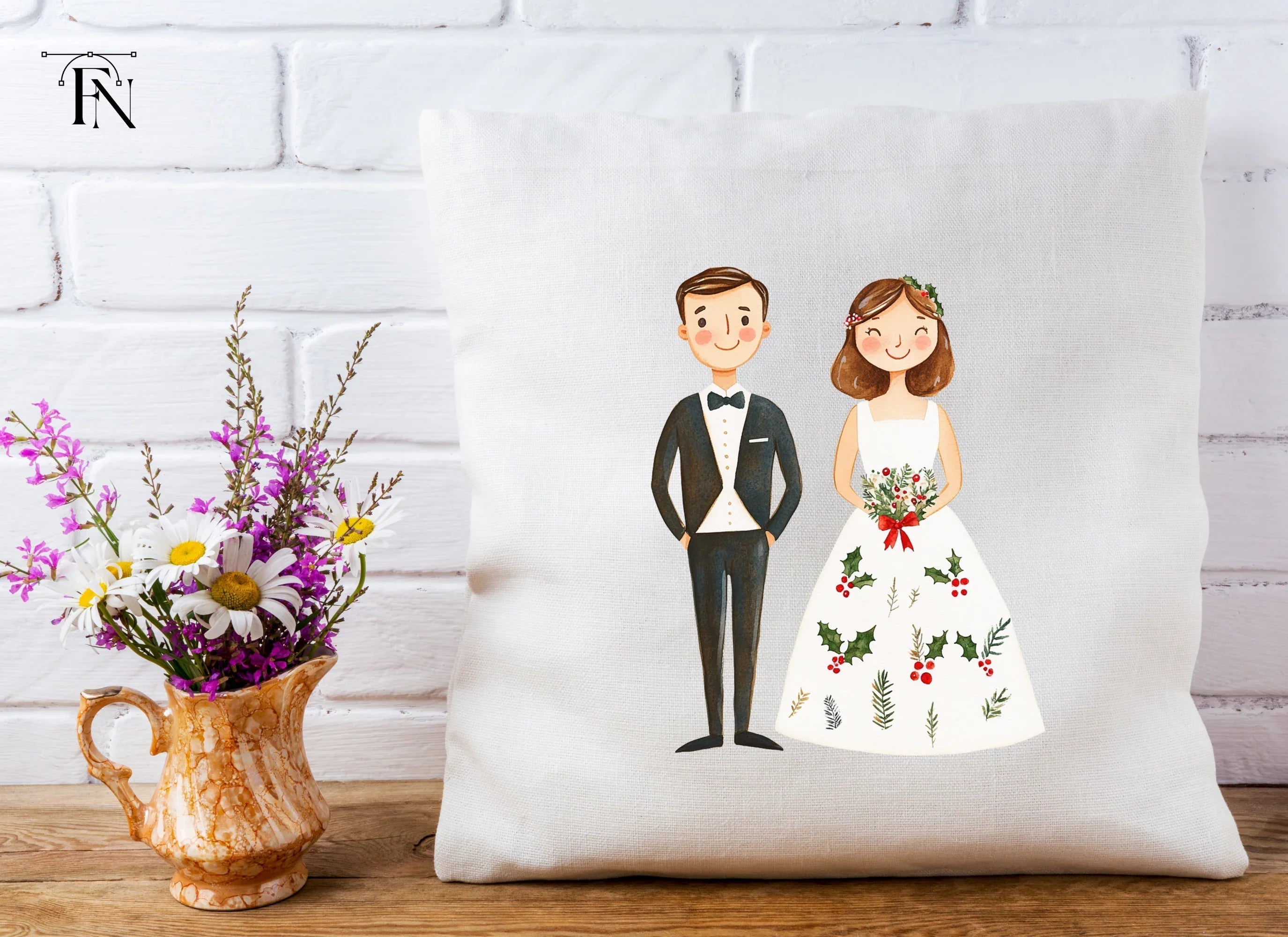 Winter Wedding Couple Clipart Bundle