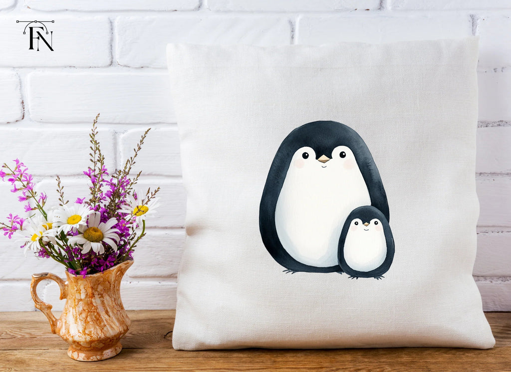 Cute Penguin Mother and Baby Clipart Bundle