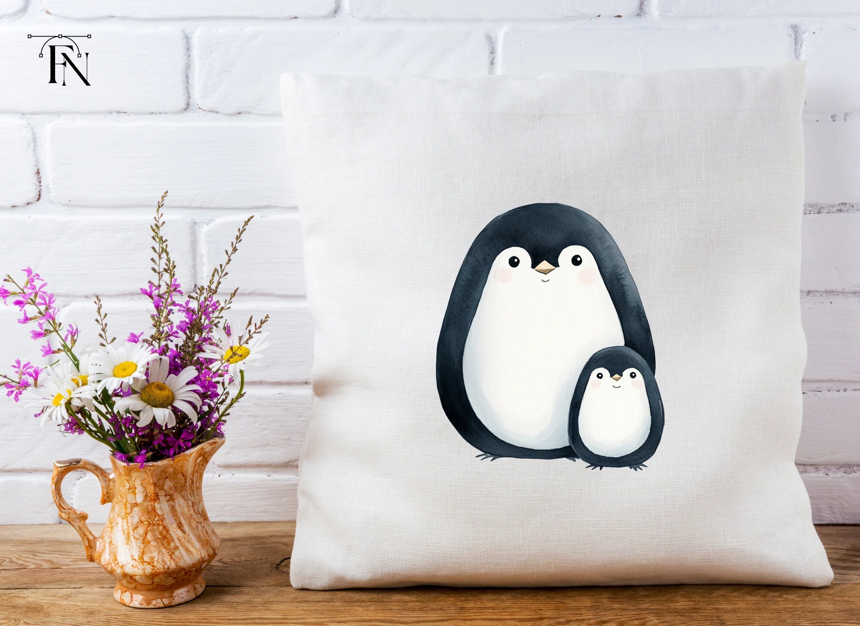 Cute Penguin Mother and Baby Clipart Bundle