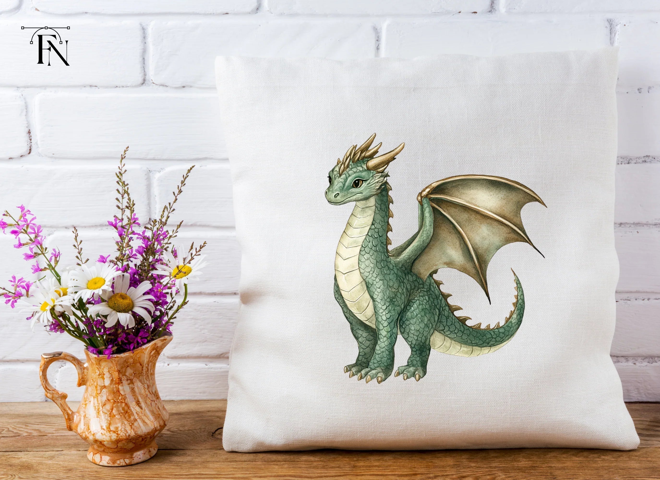 Majestic Green Dragon Clipart Bundle