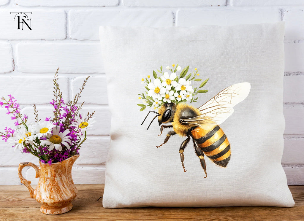 Elegant Bee with Floral Crown Clipart Bundle