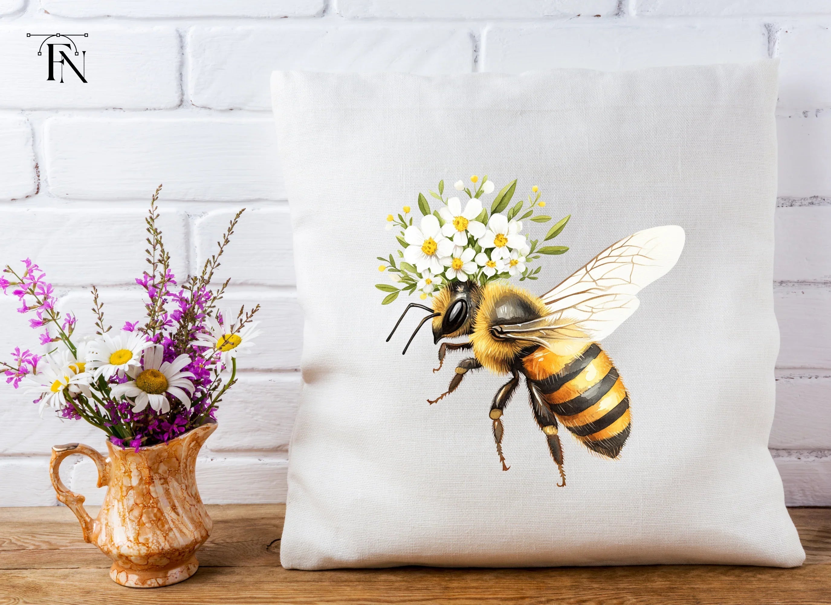 Elegant Bee with Floral Crown Clipart Bundle