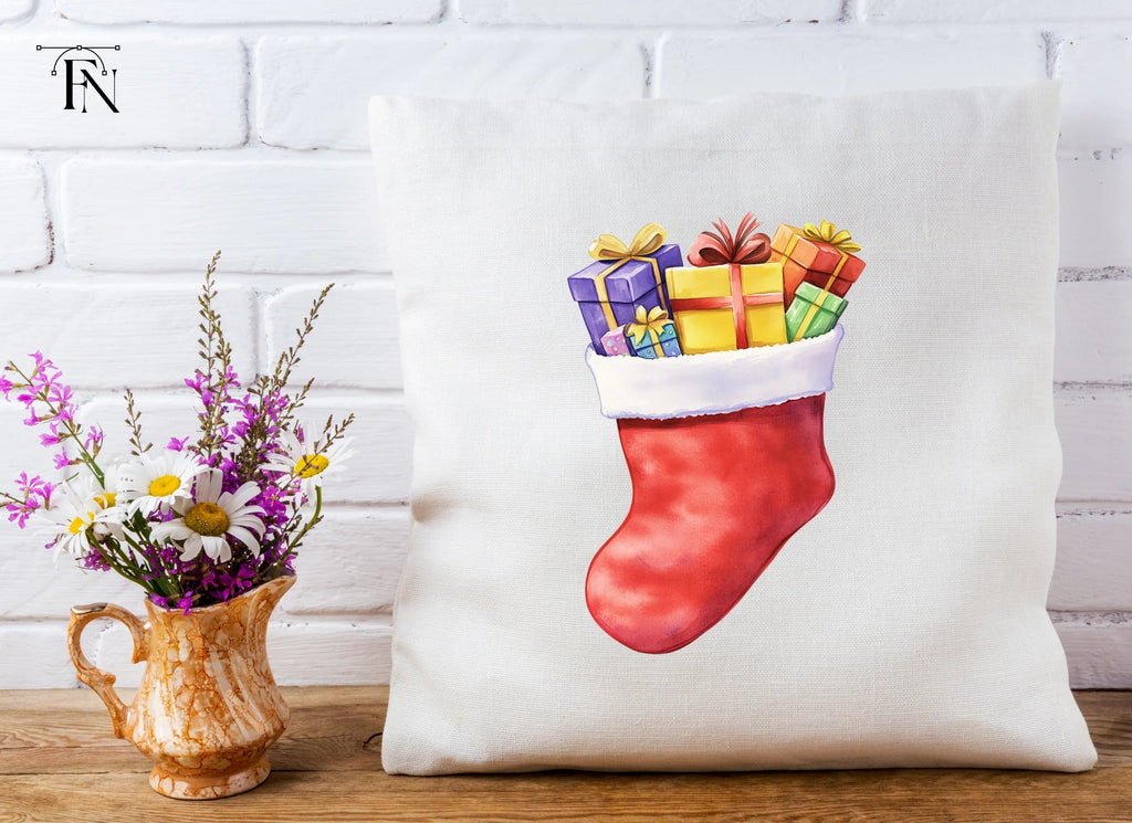 Christmas Stockings with Gifts Clipart Bundle
