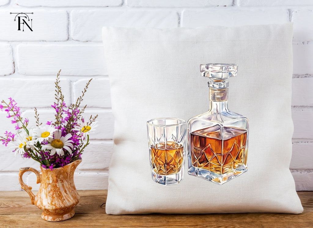 Elegant Whiskey Decanters and Glasses Clipart Bundle