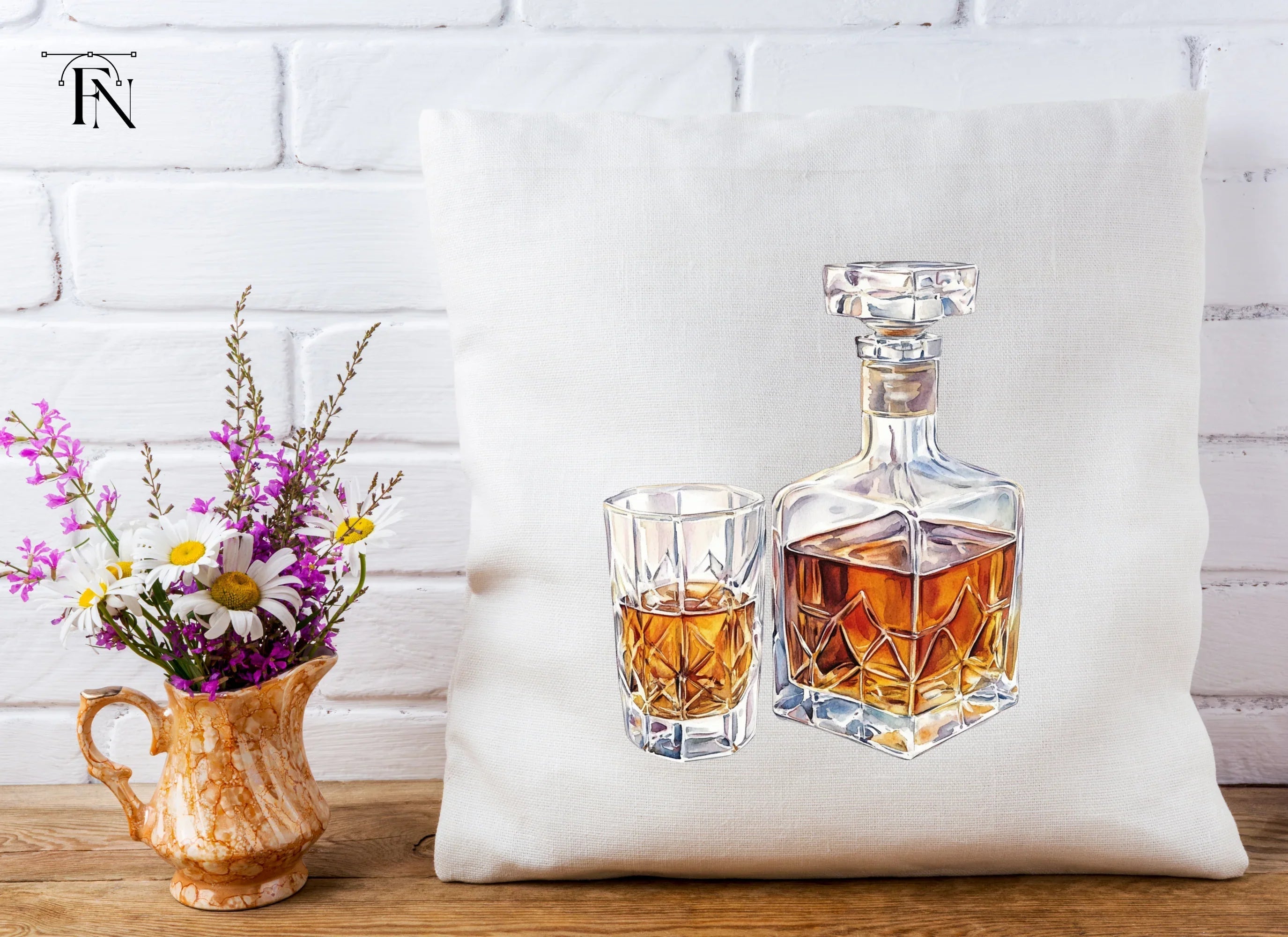 Elegant Whiskey Decanters and Glasses Clipart Bundle