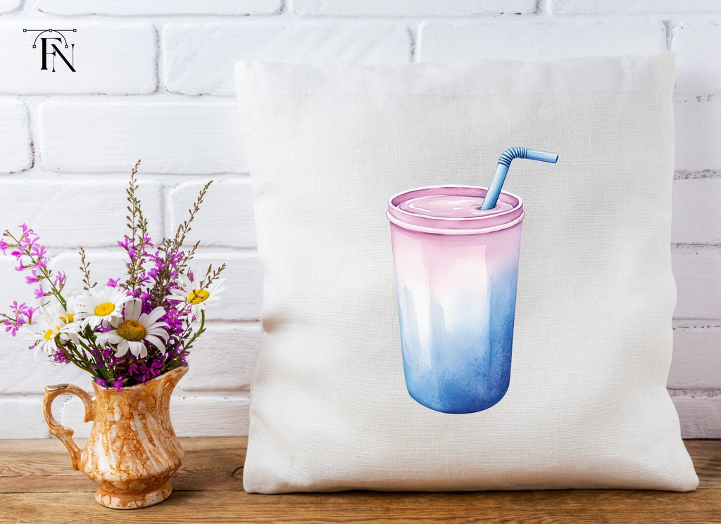 Gradient Drink Cups with Straws Clipart Bundle