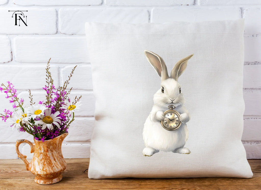 White Rabbit with Pocket Watch Clipart Bundle