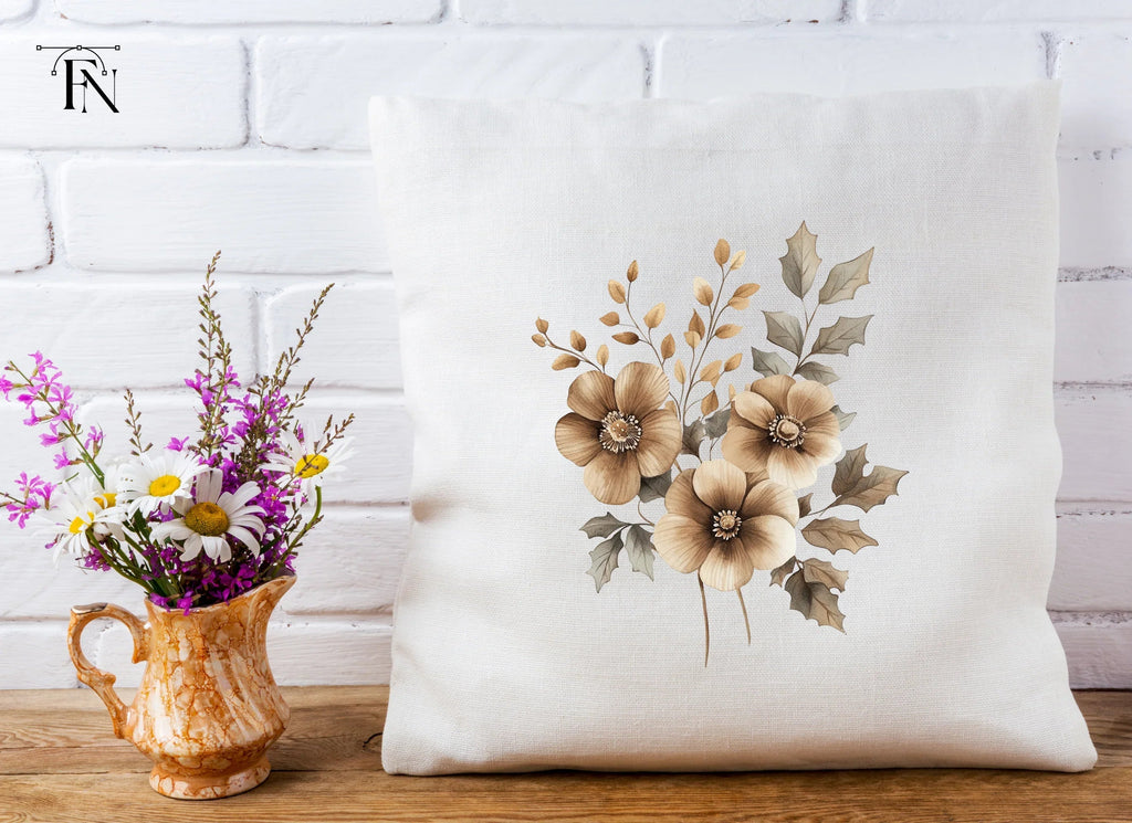 Elegant Brown Floral Arrangement Clipart Bundle