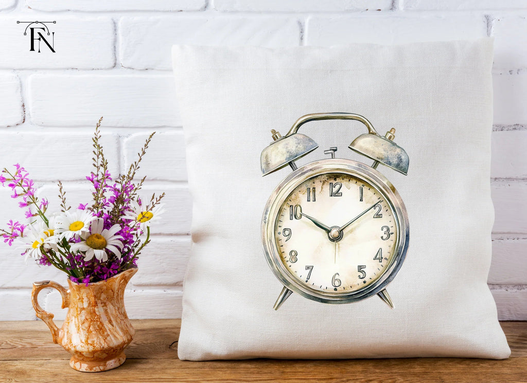 Rustic Silver Alarm Clock Clipart Bundle